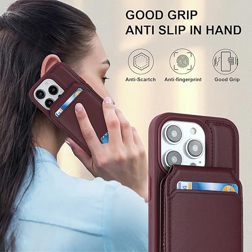 Miniatura 5 de Havaya Magsafe - Funda tipo cartera para iPhone 14 Pro, compatible con tarjetero para mujeres y hombres, 2 en 1, desmontable, magnética, a prueba de