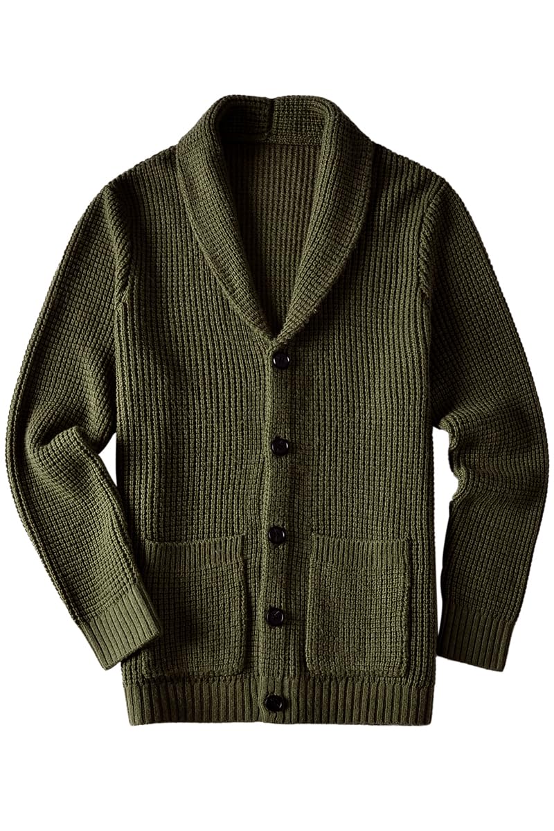ZHILI Hommes châle col pull Casual Slim cardigan épais