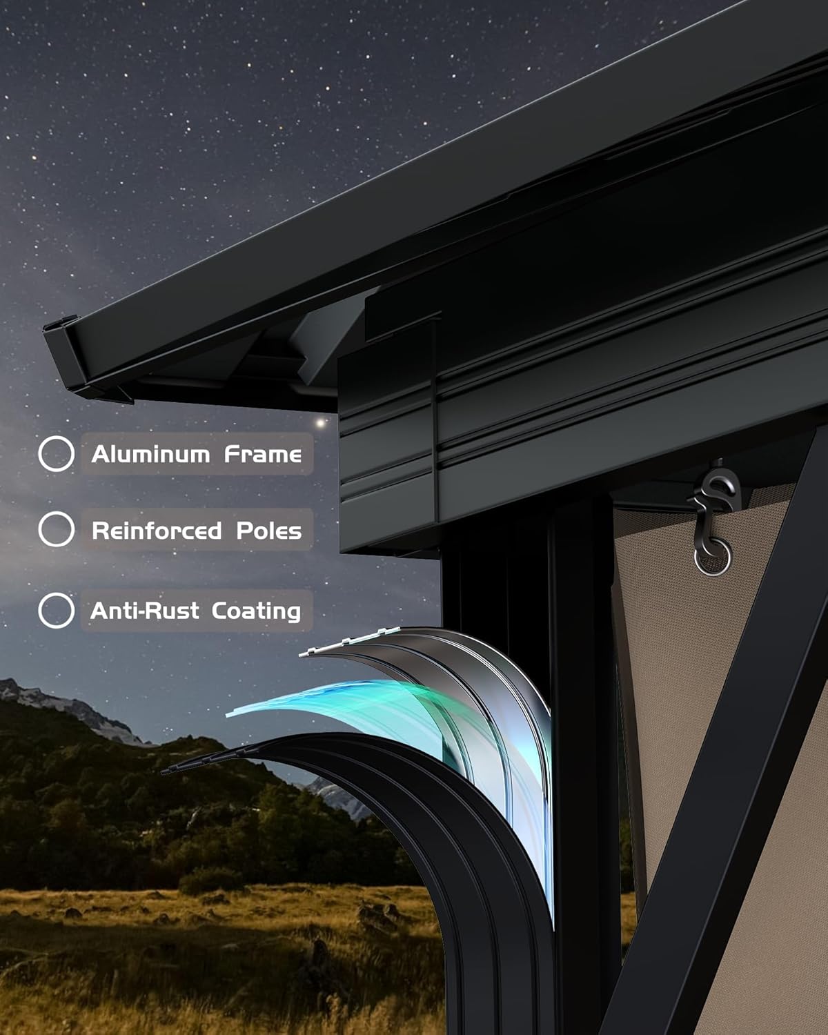 10x10 Hardtop Gazebo with Mosquito Netting & Curtains – Double Roof Metal Roof Pavilion, Heavy Duty Aluminum Frame Outdoor Shelter for Patio, Deck, Backyard, All Weather Year Round Garden Canopy