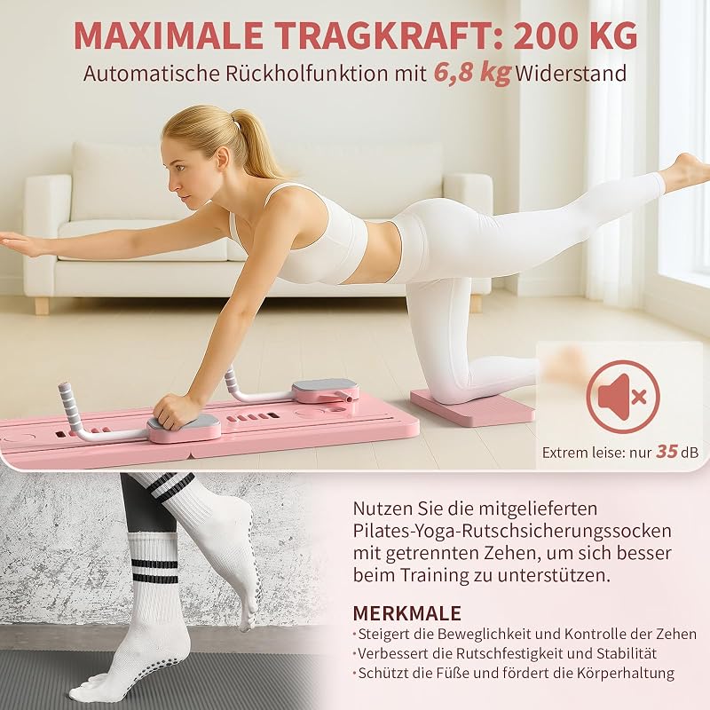 Northdeer Pilates Reformer Összecsukható 8 az 1-ben Fitness Készlet Otthonhoz