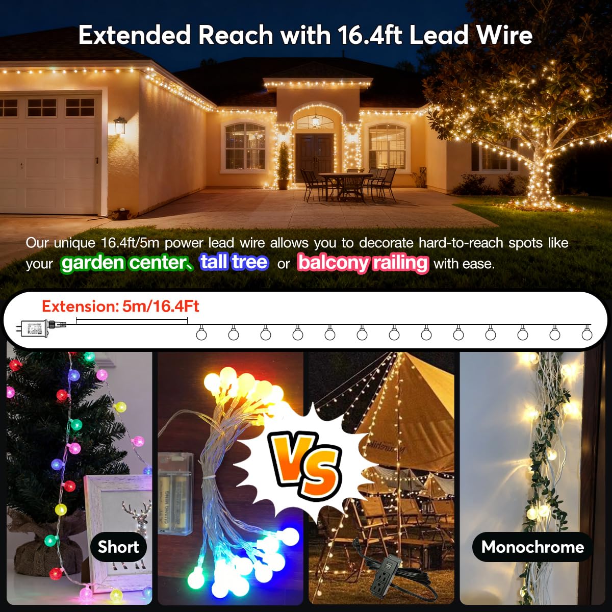 Globe String Lights for Indoor and Outdoor Rooms in 2026 3 RaThun 49.2ft Globe String Lights with Remote for Indoor Bedroom Warm — product photo
