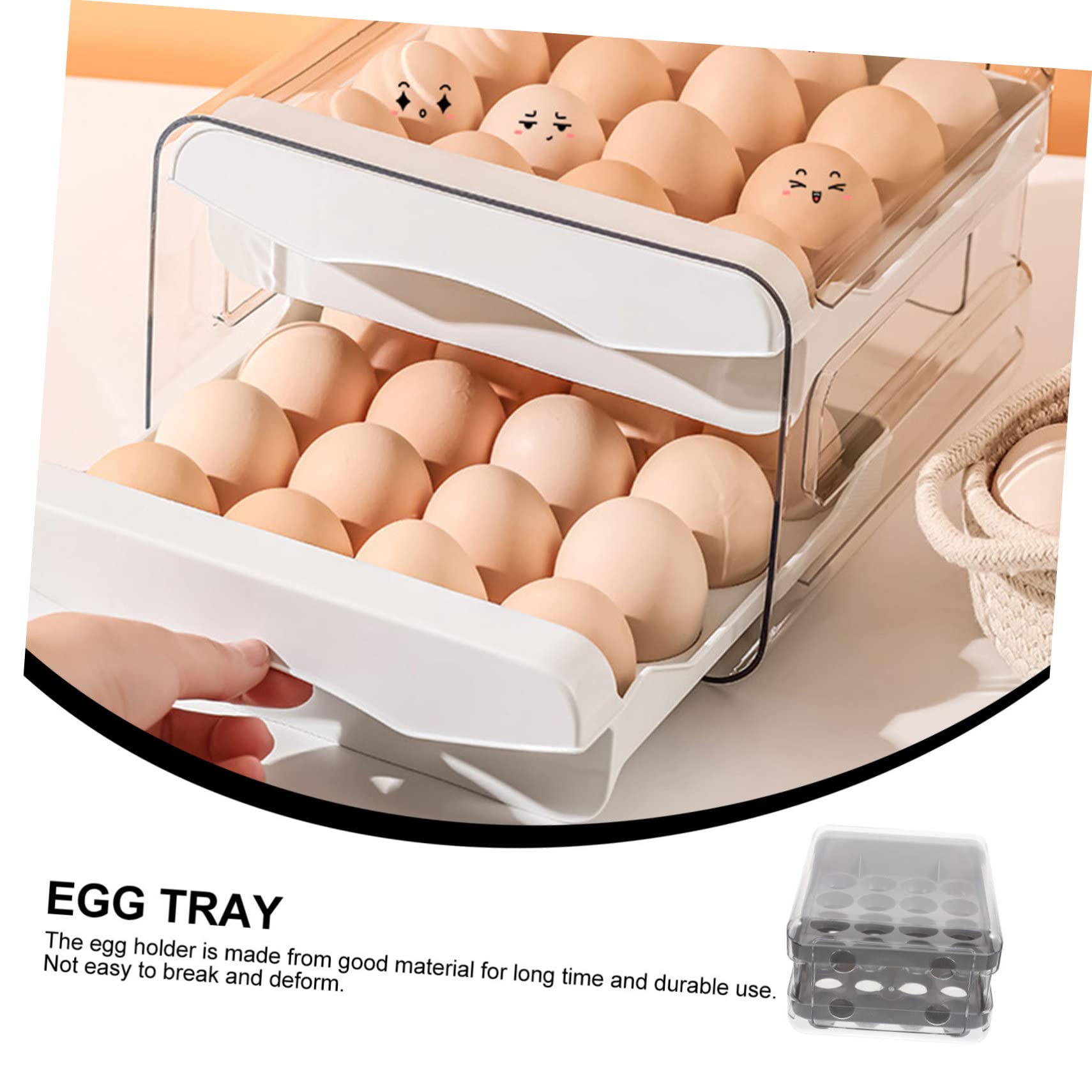 COLLBATH Boîte à Œufs Transparente à Tiroirs Double Couche en Plastique Pp et Pet, Organisateur Réutilisable pour Réfrigérateur, Facile à Déplacer et Garde Œufs Frais la Maison