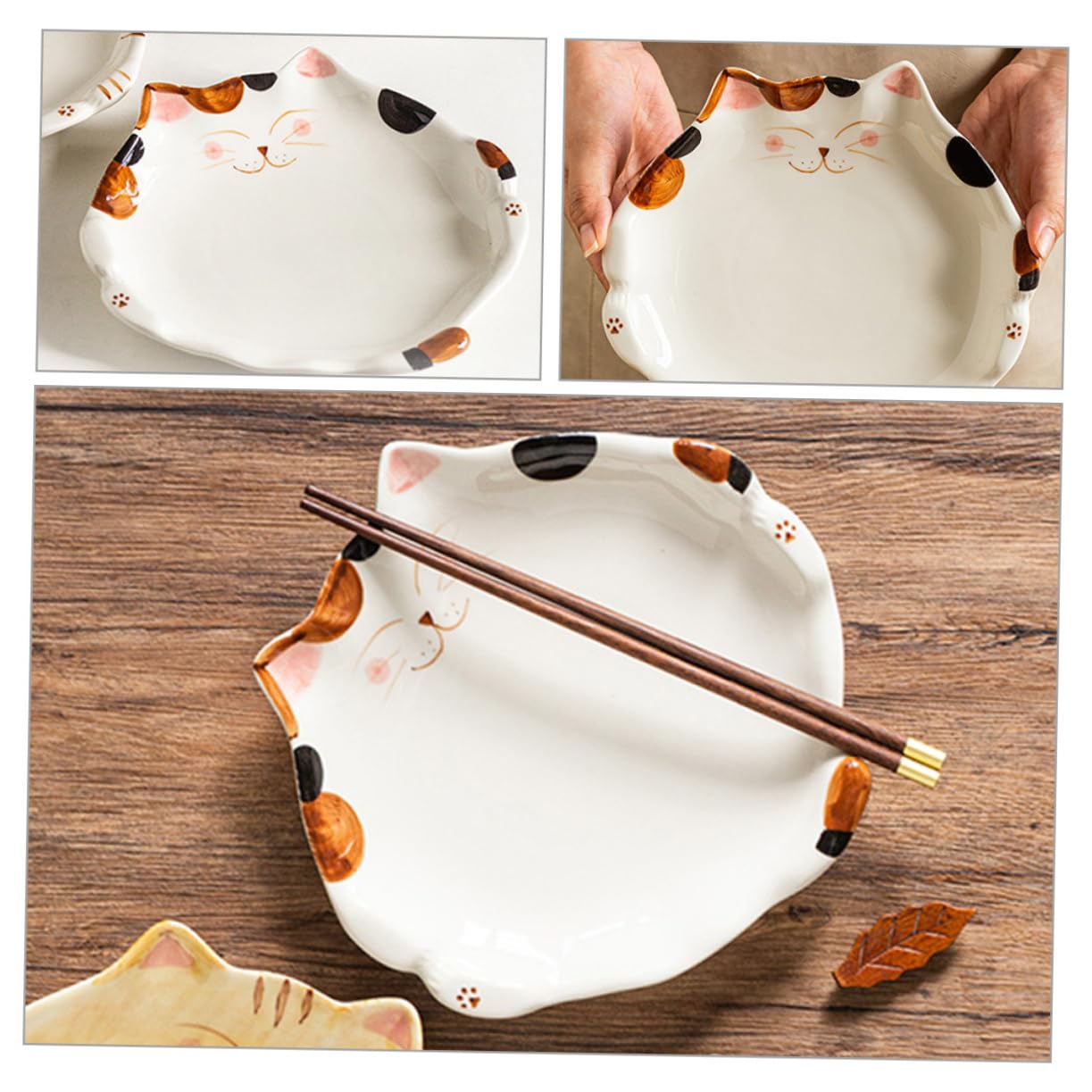 SOLUSTRE Cat Shaped Ceramic Plate Themed Appetizer Dish for Snacks Desserts Salads and Easy to Present and Housewarmings
