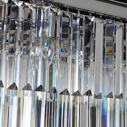 Miniatura 6 de MEELIGHTING L39.4 Lámpara de techo de araña de cristal moderna con montura rectangular de cromo, luces colgantes rectangulares para comedor o sala