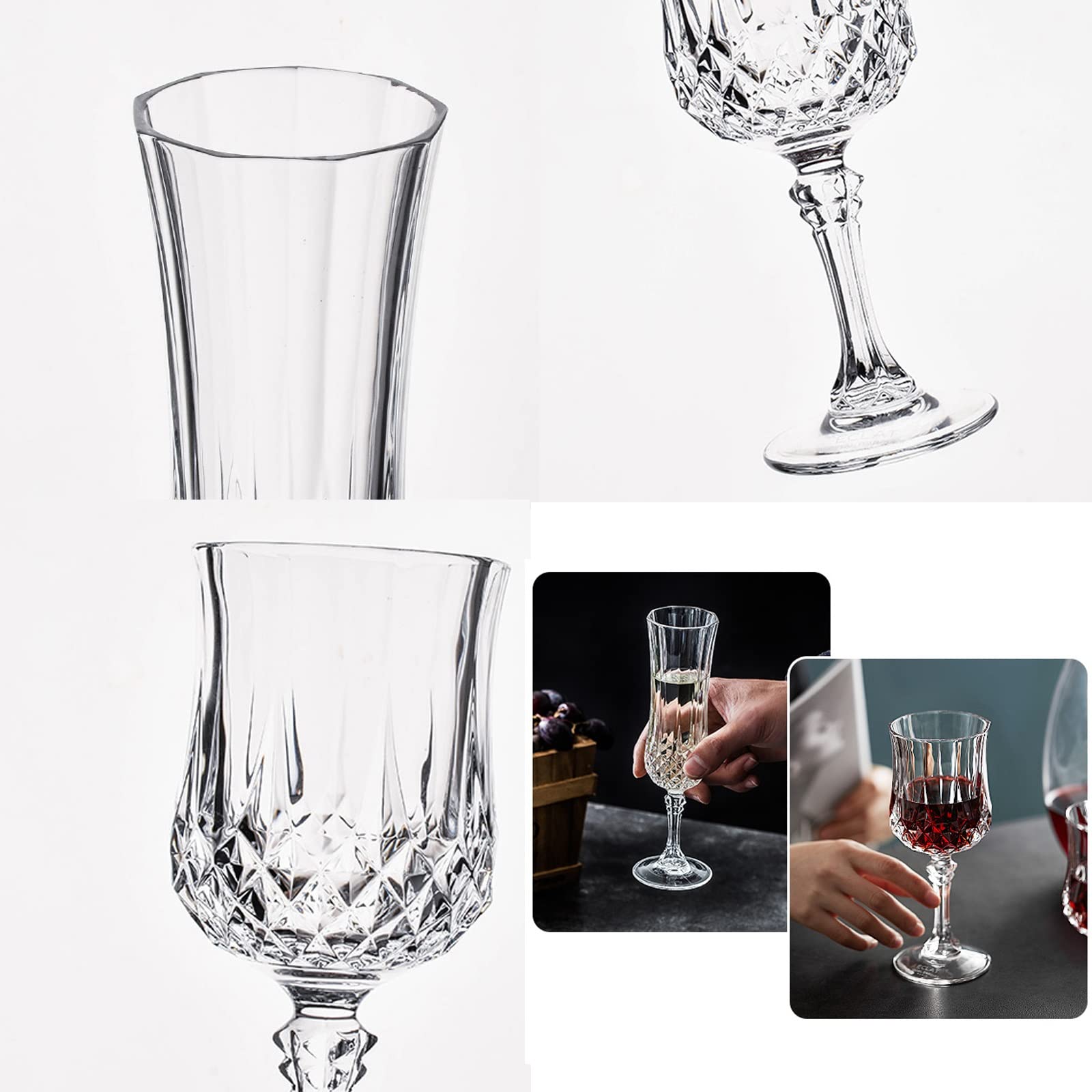 HJXGQJM Copa De Champán Juego De 4, Copas for Vino Tinto, Cristal 100% Sin Plomo Copas De Cristal, Regalos Elegantes, Copas De Cócte, Copas De Vino Blanco, Copas De Vino Degustación Copas de Vino