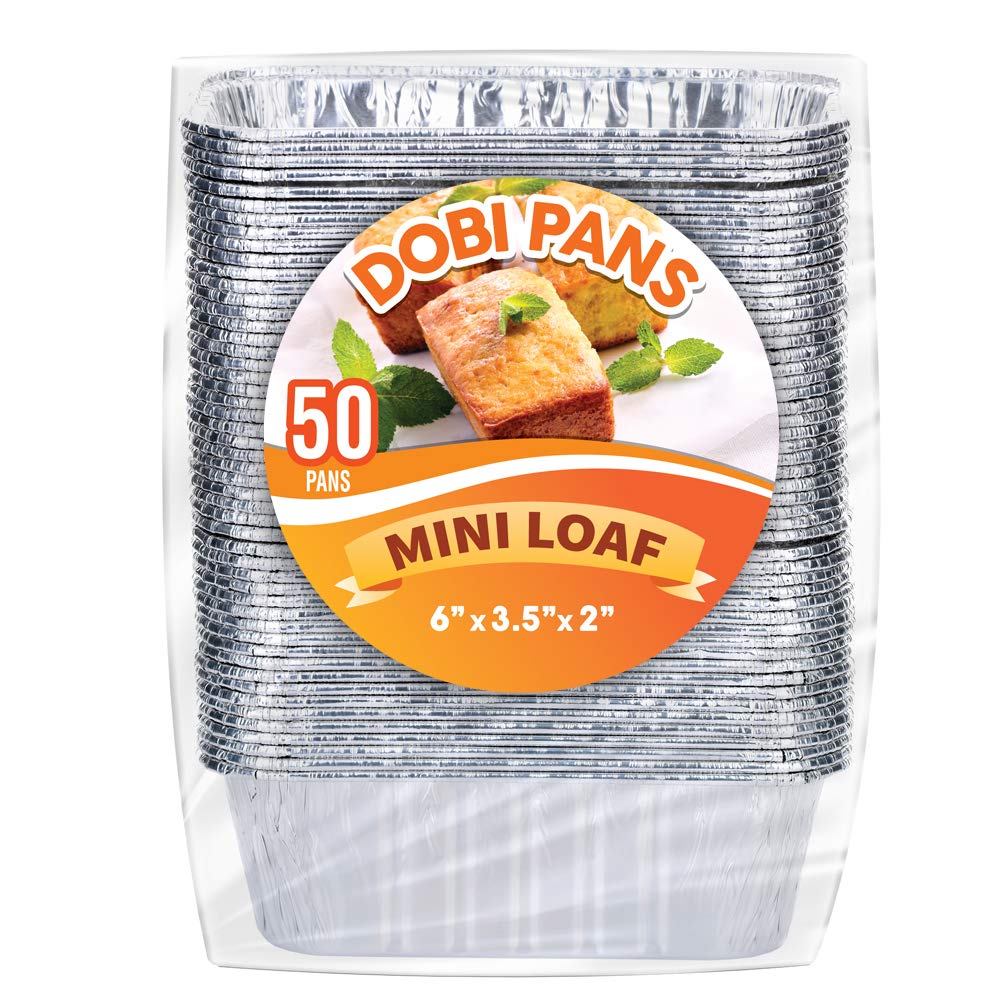 Aluminum Mini Loaf Pans (50 Pack) Disposable Aluminum Foil 1 lb Mini