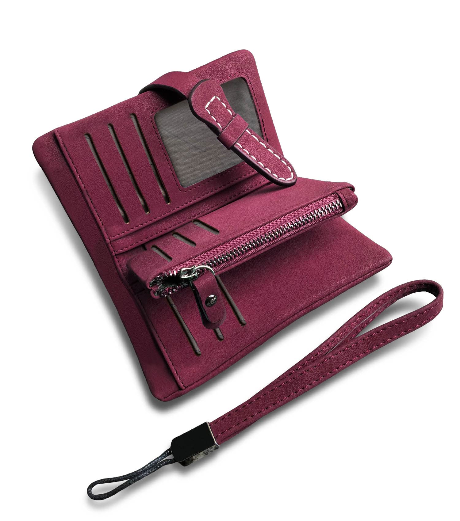 AOXONEL Women's Small Bifold Leather Wallet RFID Blocking Ladies Wristlet with Card Holder id Window Coin Purse (Purple3)