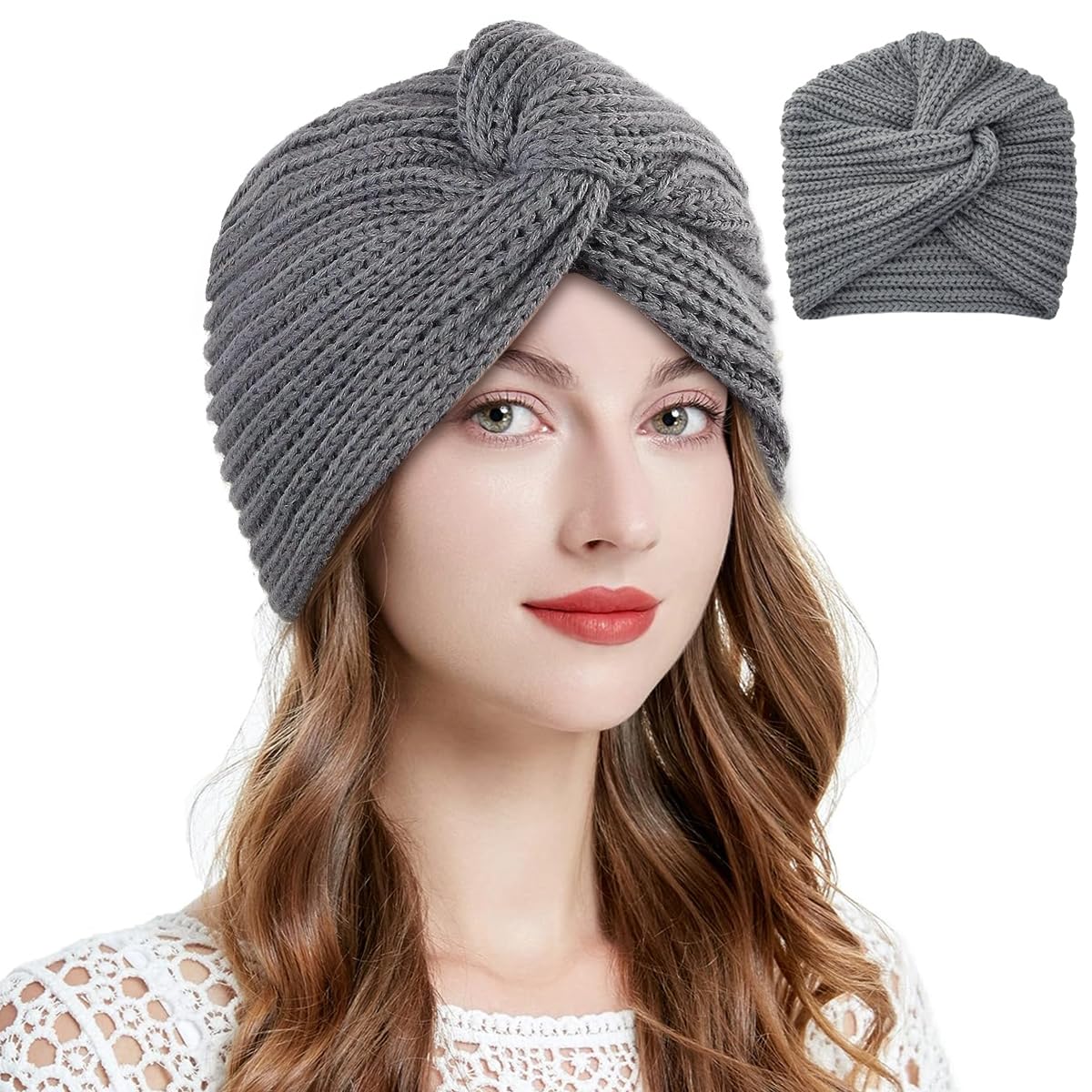 PALAY - Winter Acrylic Cap Unisex Winter Warm Cap Fashion Knitting Hat Stretchy Knitting Couple Cap Crochet Cap Turban Cap Gift for Men Women-picture-11
