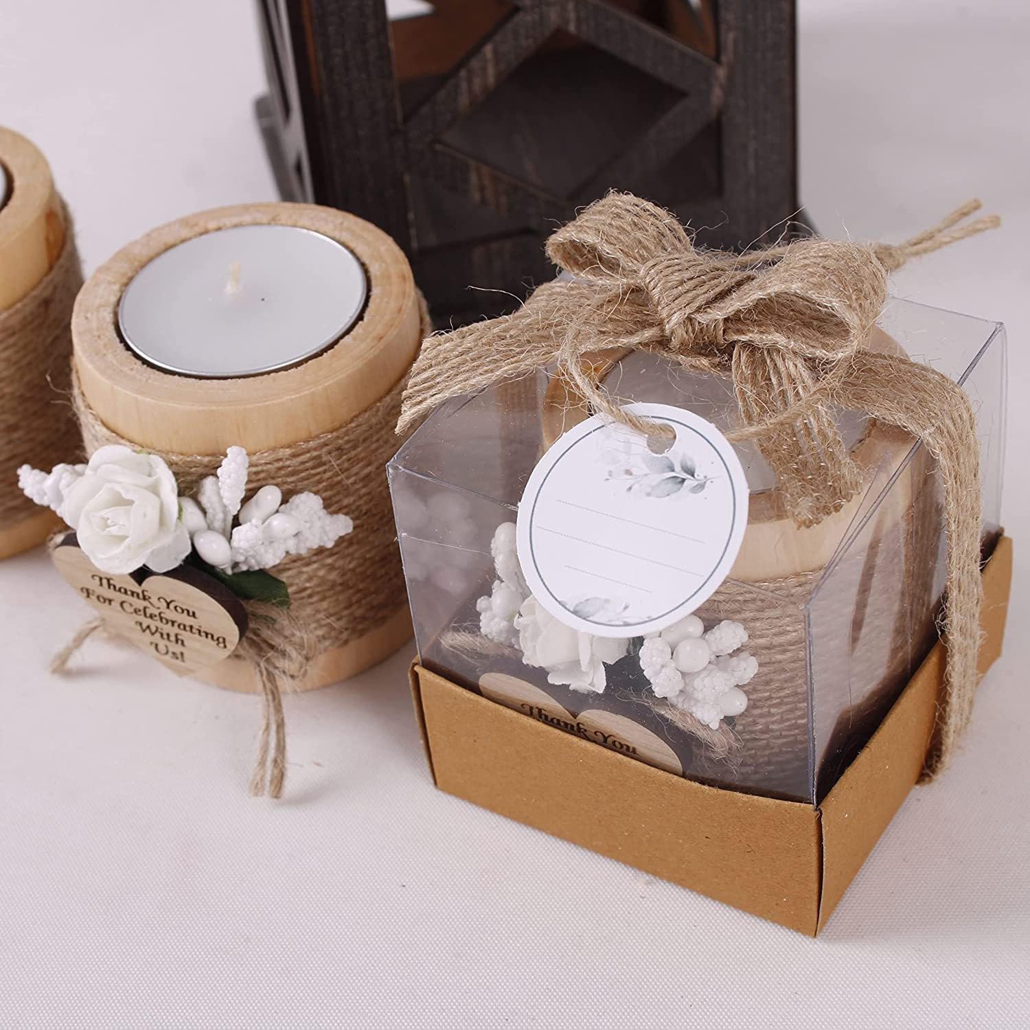 10PCS Wood Tealight Candle Holder,Bridal Shower Tealight Holder Thank You Gifts,Wooden Cylinder Candle Holders,Wood Candle Holders for Table,Wedding Party Favors for Guests(#1) - Image 4