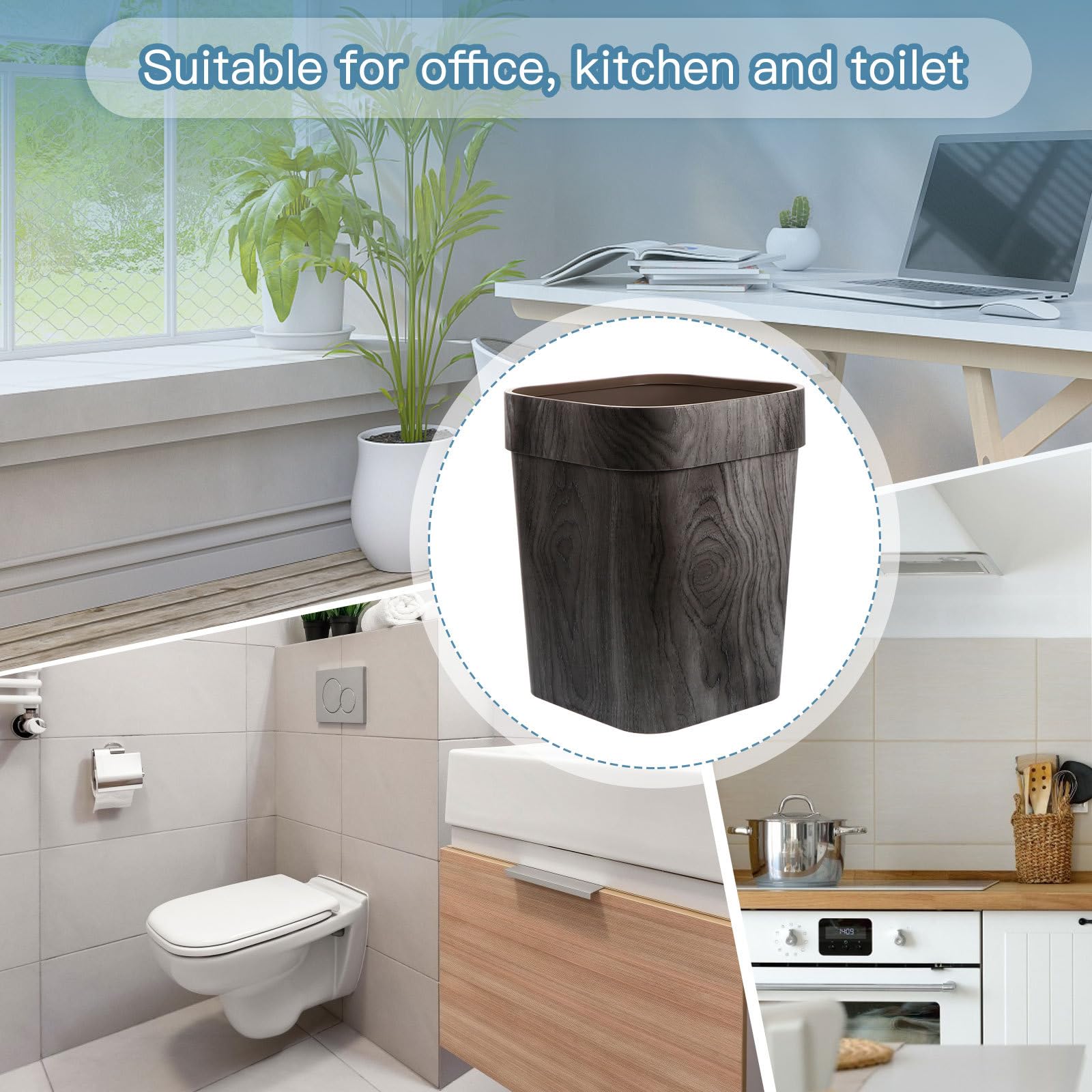 Uonlytech 1pieza Cubo de Basura Doméstico sin Tapa Diseño Antideslizante Organizador de Residuos para Desechos Pequeños Práctico Contenedor de Plástico Resistente para Hogar y Oficina