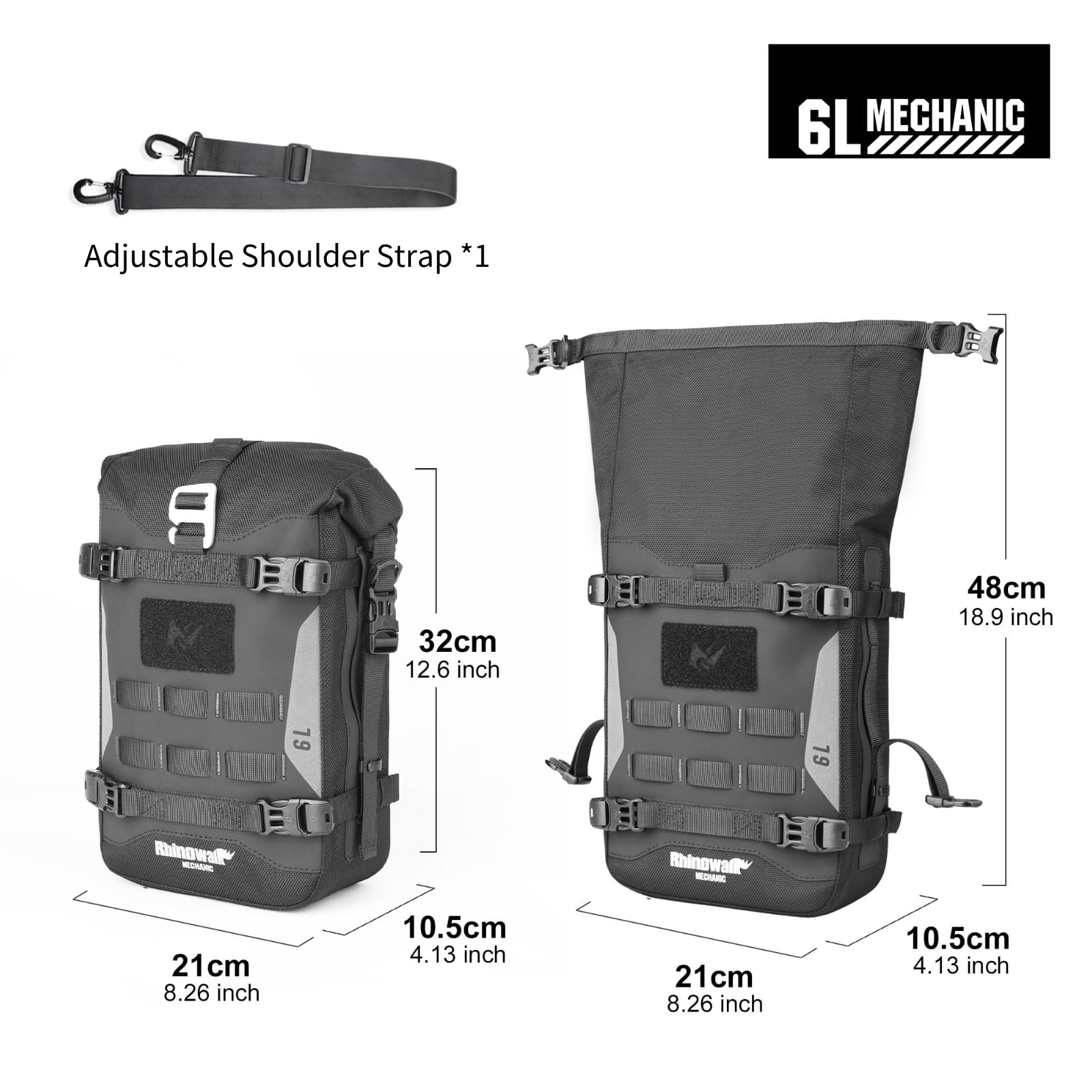 ENJOHOS Sturzbügeltasche Motorrad Tasche Wasserdicht 6L Motorradtasche Motorrad Seitentasche für Motorradrahmen Stoßstangen Sturzbügel Tasche MOLLE System Erweiterbar mit Schultergurt, Schwarz