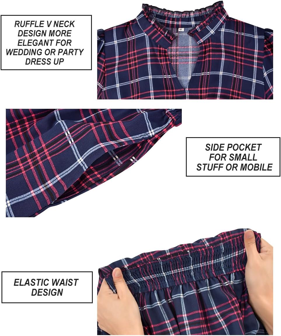 RITERA Plus Size Dresses Women Casual Fall Maxi Boho A Line Long Sleeve Ruffle V Ruffle V Neck Dress with Pocket XL-5XL - Image 7