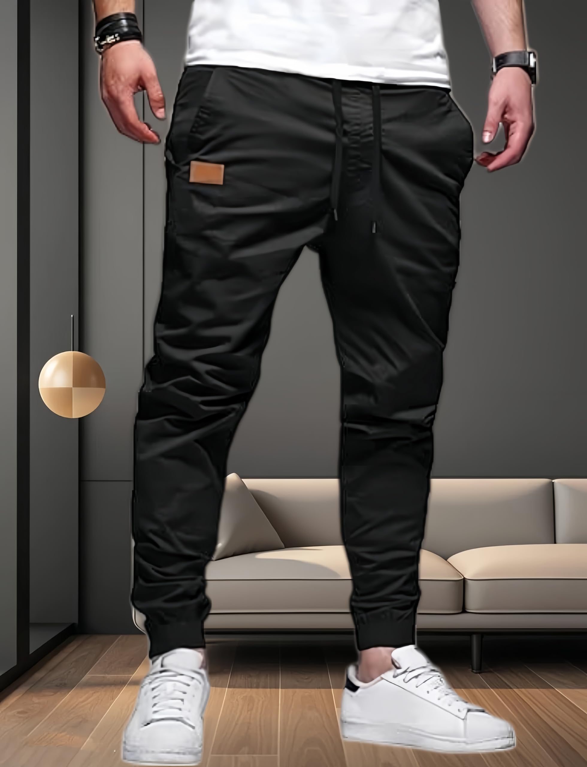 Mens Casual Joggers Pants Cargo Chino Pants Cotton Drawstring Hiking Outdoor Twill Jogger Pants — view 5