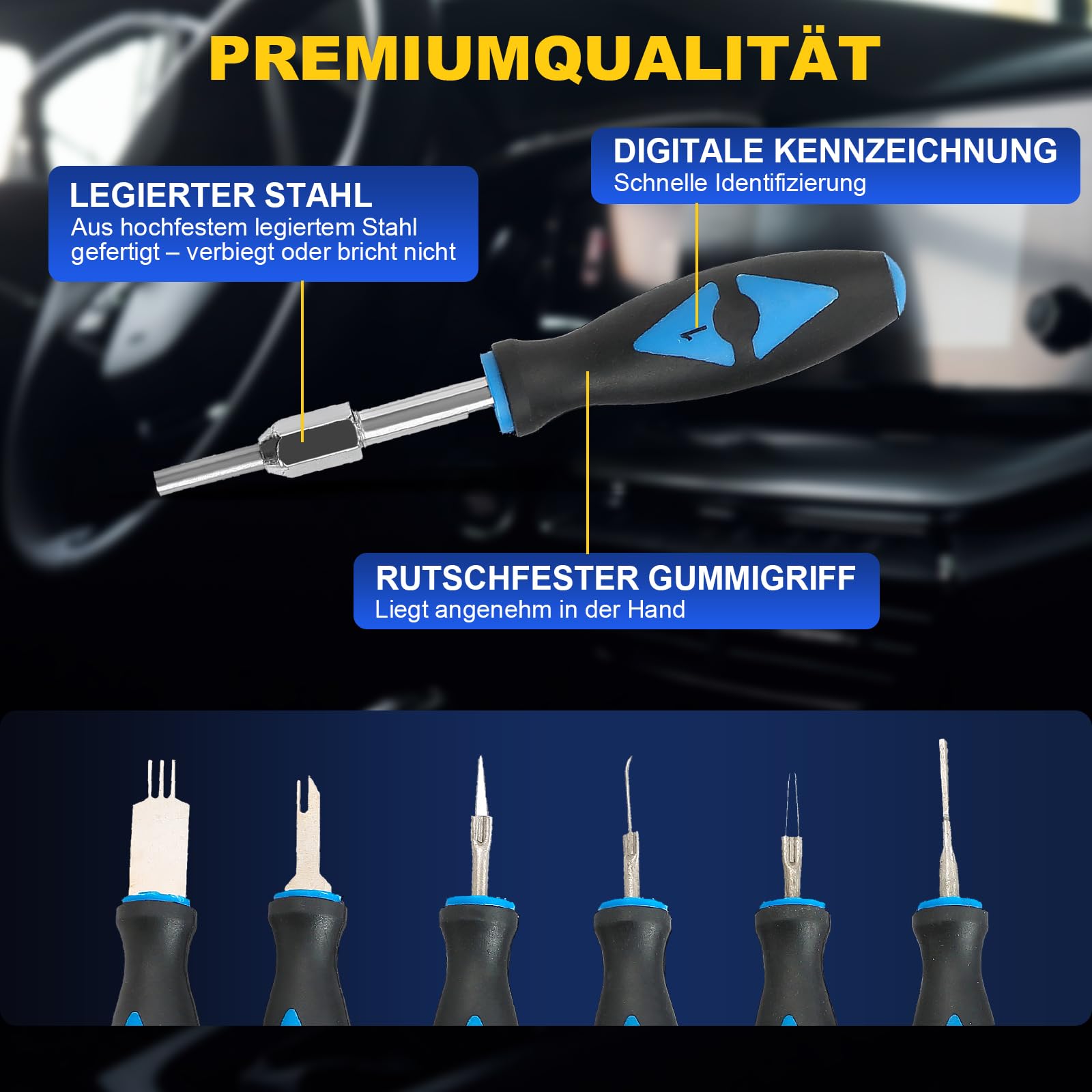DASBET 23-TLG Terminal Release Kit | Entriegelungswerkzeug KFZ-Stecker, Auspinnwerkzeug Set für amerikanische und importierte Fahrzeuge, inkl. Transportkoffer