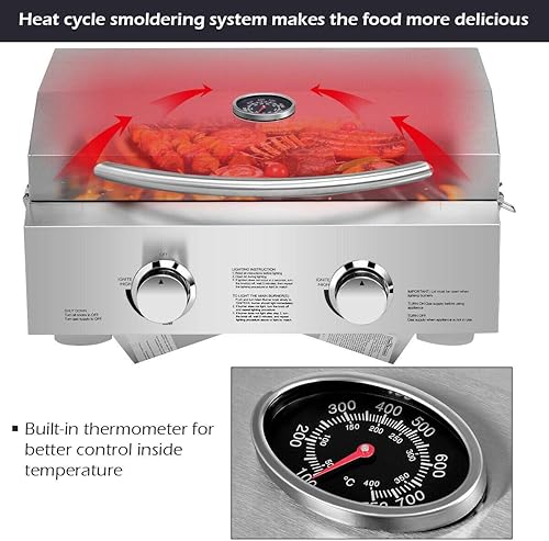 Miniatura 7 de Giantex - Parrilla de gas de acero inoxidable con patas plegables, 20000 BTU, perfecta para camping, picnics o cualquier uso al aire libre, 55 x 45