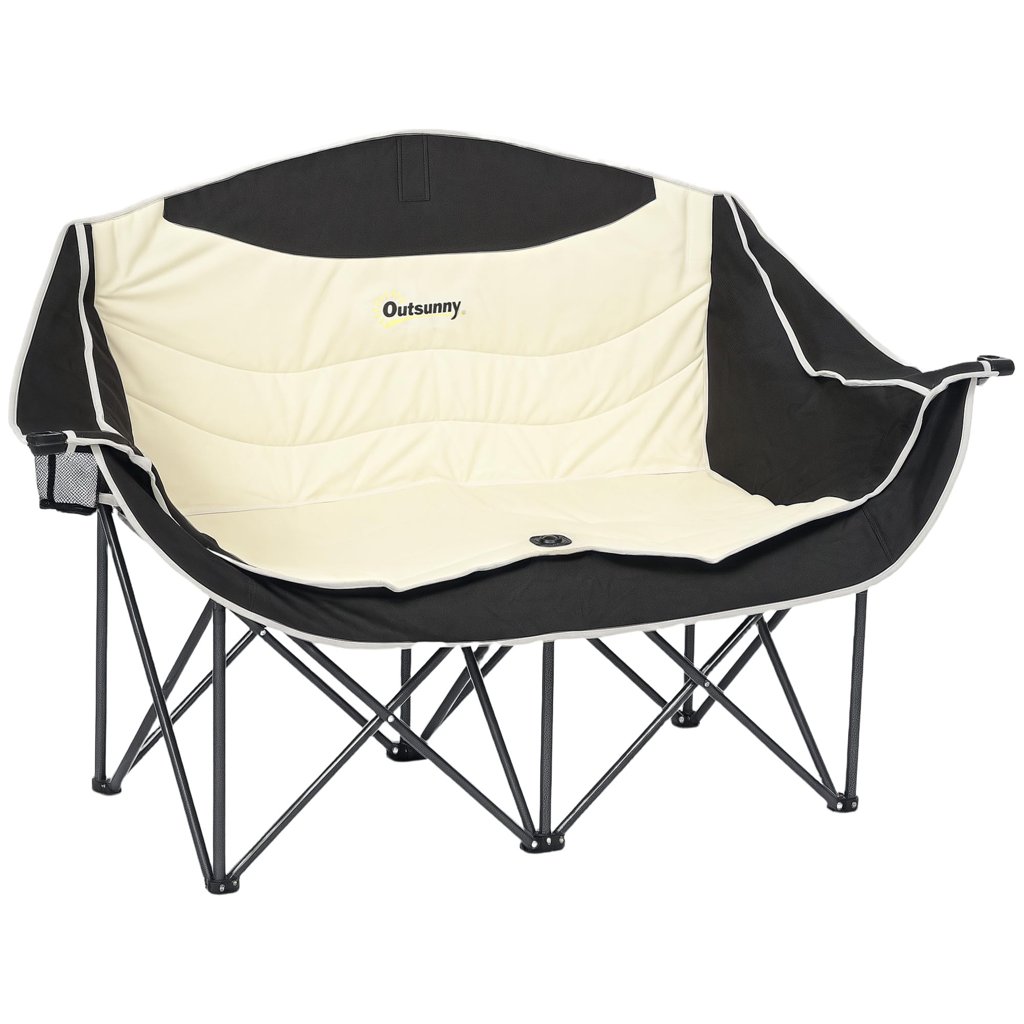 Outsunny Double Camping Chair for Adults with Armrests, Heavy Duty Oversized Padded Folding Chair with Carry Bag, Cup Holders for Outdoor Hiking Picnic Camping Fishing, 250kg Capacity, Khaki โ image 1