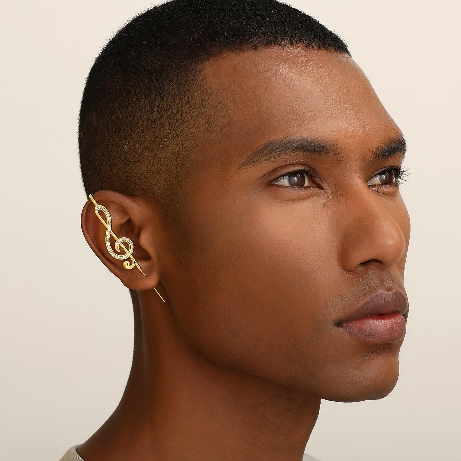 Treble Clef Helix Hook Earrings – Adjustable, Hypoallergenic, Unisex Ear Cuff Style