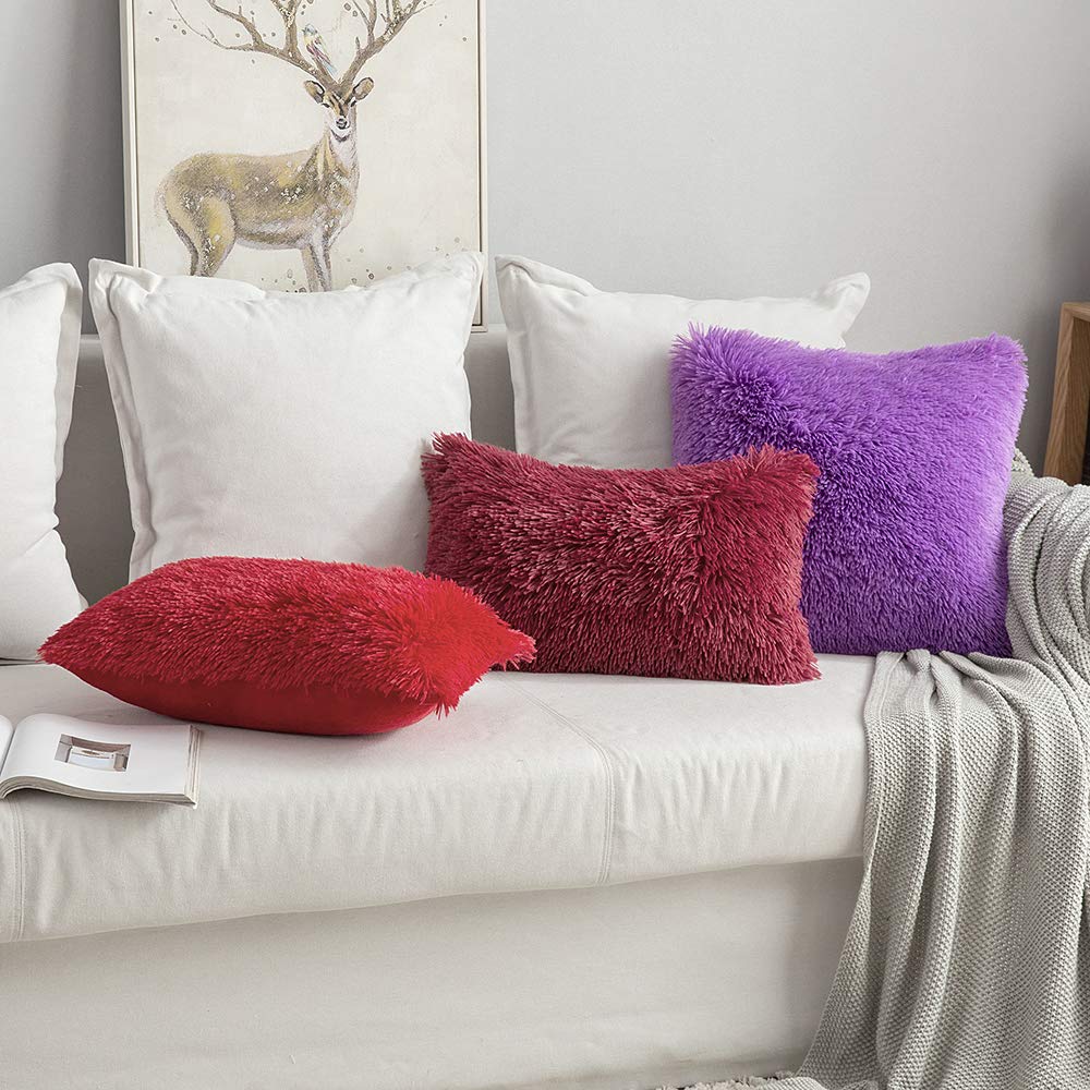 Ystyle Federe Cuscini Divano 40 x 40 cm Set da 2, Copricuscini in Morbido Peluche a righe, Fodere Cuscini Moderni Elegante Decorativi, Resistente per Divano Soggiorno Camera, Grigio chiaro