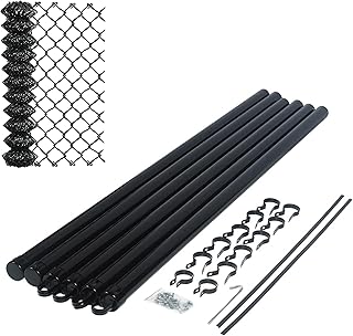 Heavy-Duty Galvanized Steel Chain Link Fence Kit – 4x50 ft. | 7 AWG Security-Grade Wire | Black PVC Coated | Rust & Corrosion Resistant | Complete Installation Kit with Posts, Rails & Hardware