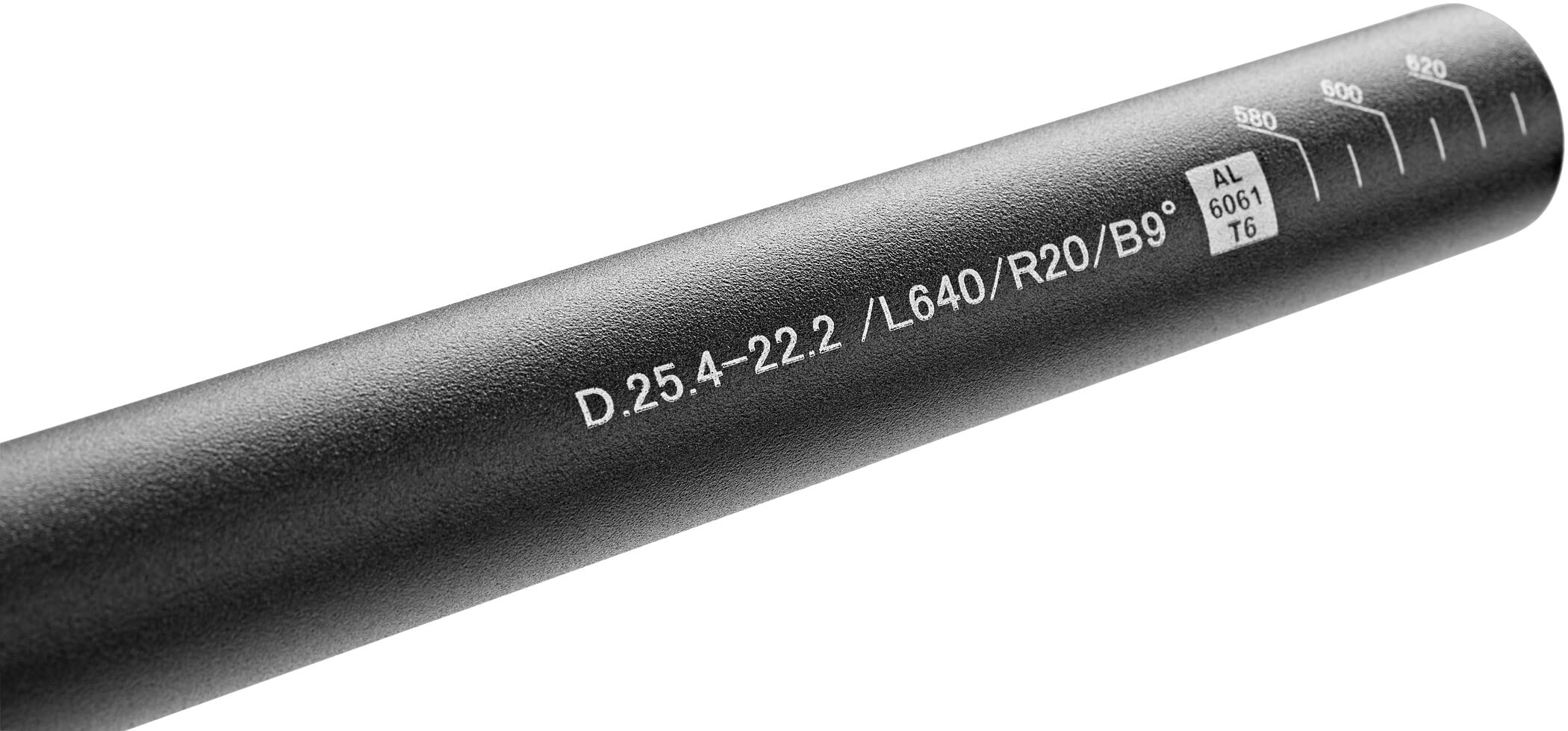 ERGOTEC handlebar Low Riser 25.4, GW640, GL190, GH20, 9° AL6061 T6, 2.1-3.1-2.1 black sand.