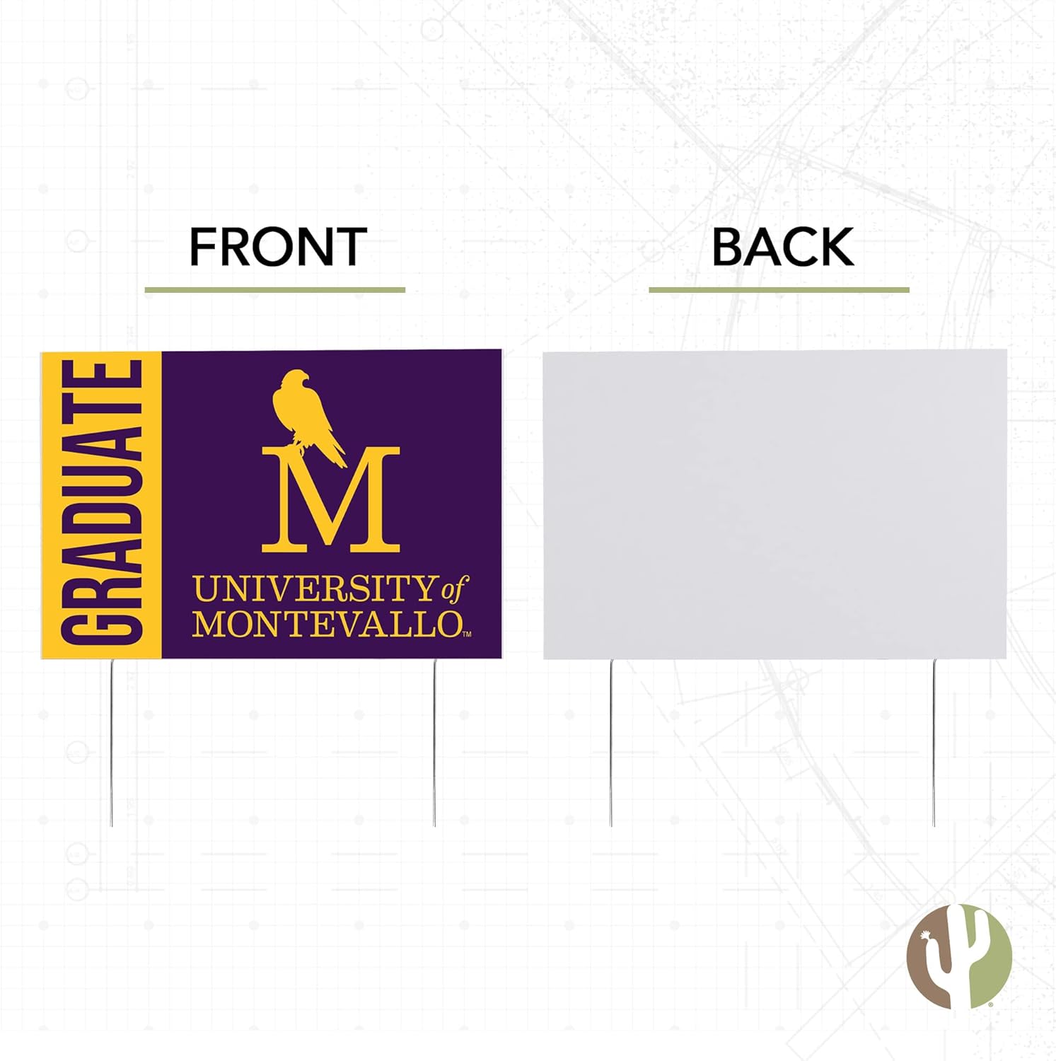 Desert Cactus University of Montevallo Falcons 12x18" Graduate Graduation Celebration Yard Sign Graduates Outdoor Lawn Display with Stakes (Grad Sign 3)