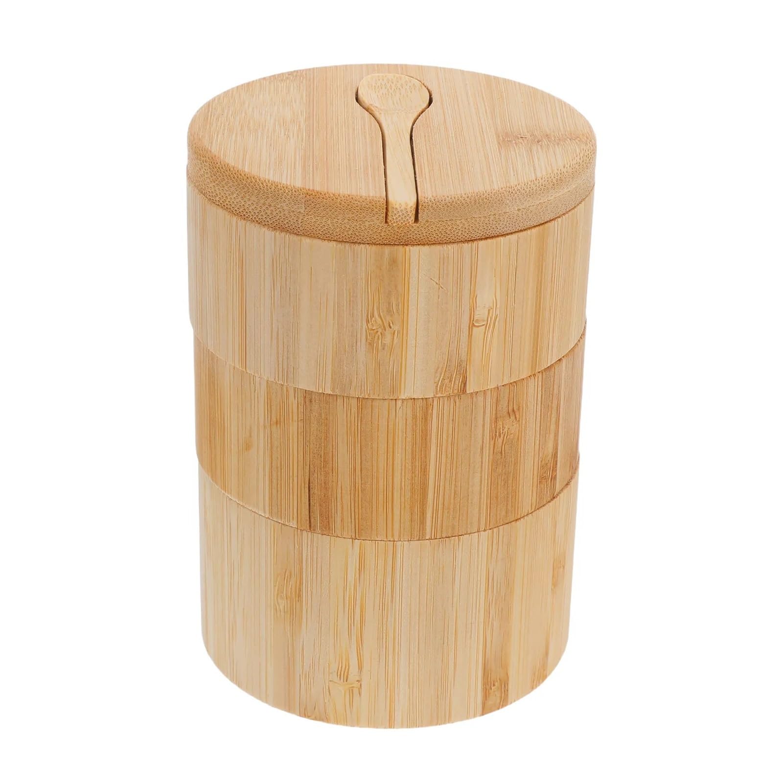 Luoaxinn One Color Wooden Salt Cellar 1Set Salt Container With Lid Spoon 3-Compartment Kitchen Seasoning Organizer Multi Grid Spice Box Sugar Pepper