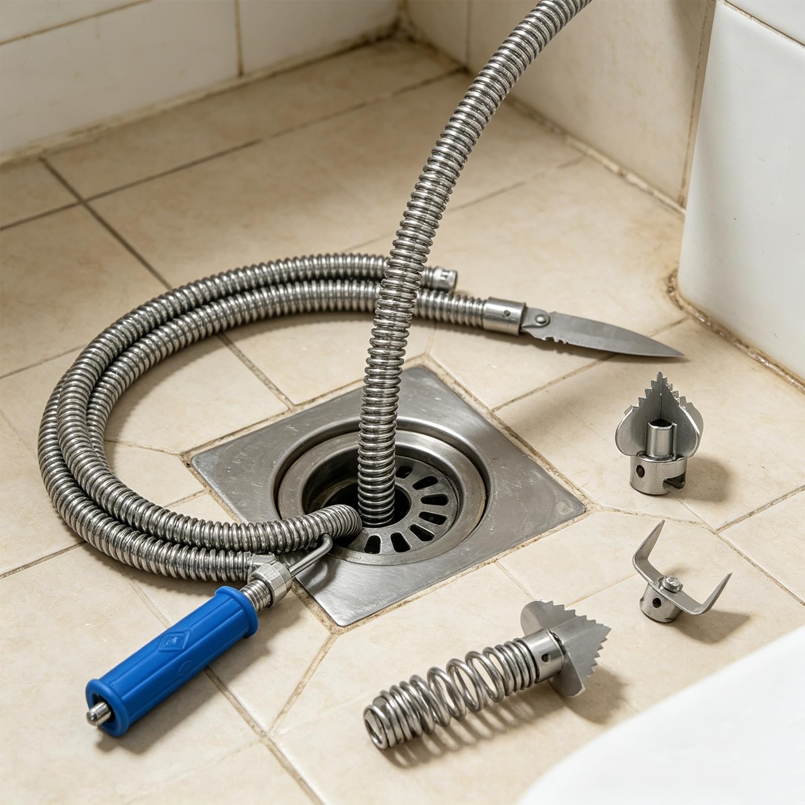 Set di 10 attrezzi per sbloccare tubi ad alta resistenza, con diametro di 12 mm, serpenti idraulici per la casa, la manutenzione degli impianti idraulici, lo scarico e lo sblocco