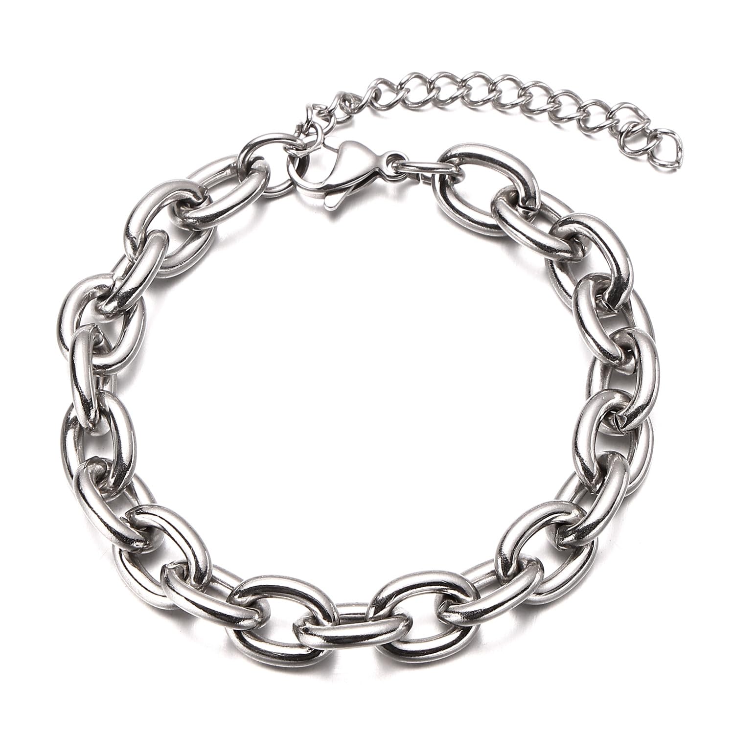 WangGao Stainless Steel Cable Chain Chunky Bracelet for Women Men