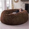 Giant Fur Bean Bag Chair for Adult Living Room Furniture Big Round Soft Fluffy Faux Fur BeanBag (No Padding) Lazy Sofa Bed Cover( Dark Brown5ft)