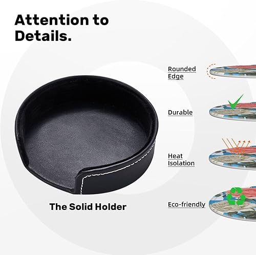 Miniatura 9 de Plaid Background Roses Fashionable Printed Leather Coaster Set,A Set of 6 Pieces,4 Inches in Diameter,Adding an Artistic Atmosphere to Your Desktop