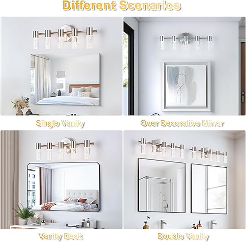 Miniatura 4 de Modernos accesorios de iluminación de baño sobre espejo, 5 luces de tocador, lámpara de pared regulable de 3000-6000 K para baño, espejo, sala de