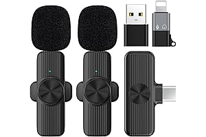 2Pcs Wireless Lavalier Microphone Compatible with Multiple Devices