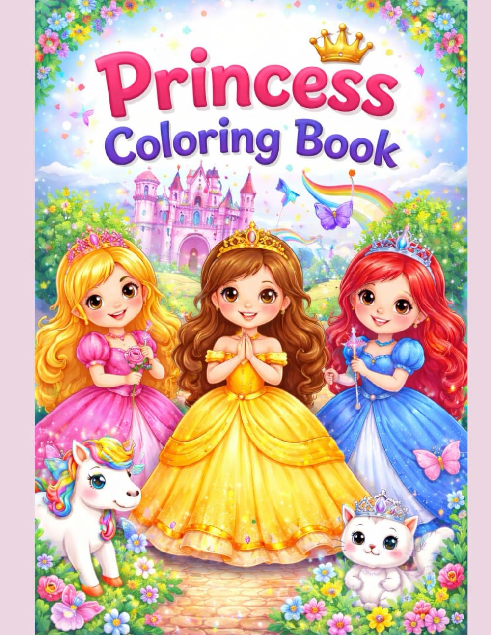 Princess Coloring Book for Kids: 100 Adorable Princess Coloring Pages for Fun, Creativity and Relaxation