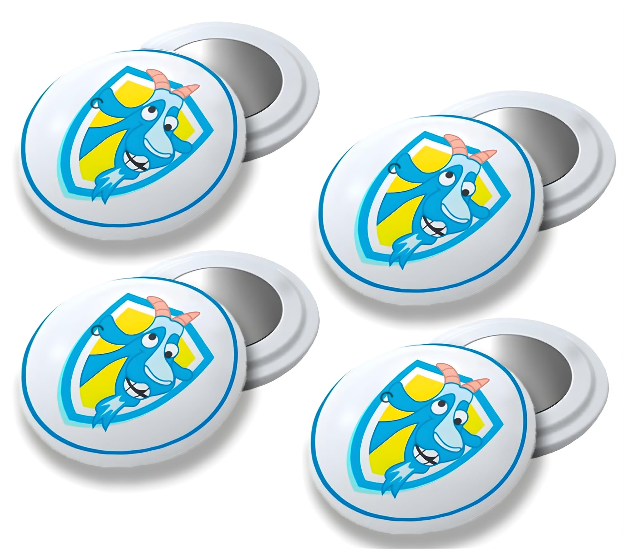 Pack de 4 Imanes Deportivos con Bolsa Impermeable - Imanes Sujeta Dorsales para Running y Triatlón 18mm - Sujeción Segura Sin Agujeros en la Ropa - Diseño Cabra Azul