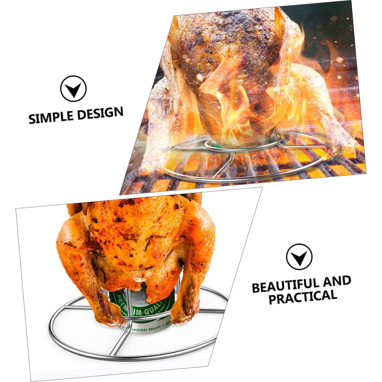 TOYANDONA 2pezzi Acciaio Inox per Pollo Supporto Rotondo per Birra Materiale di Design Stabile e Pratico per Barbecue Facile da Montare e Smontare