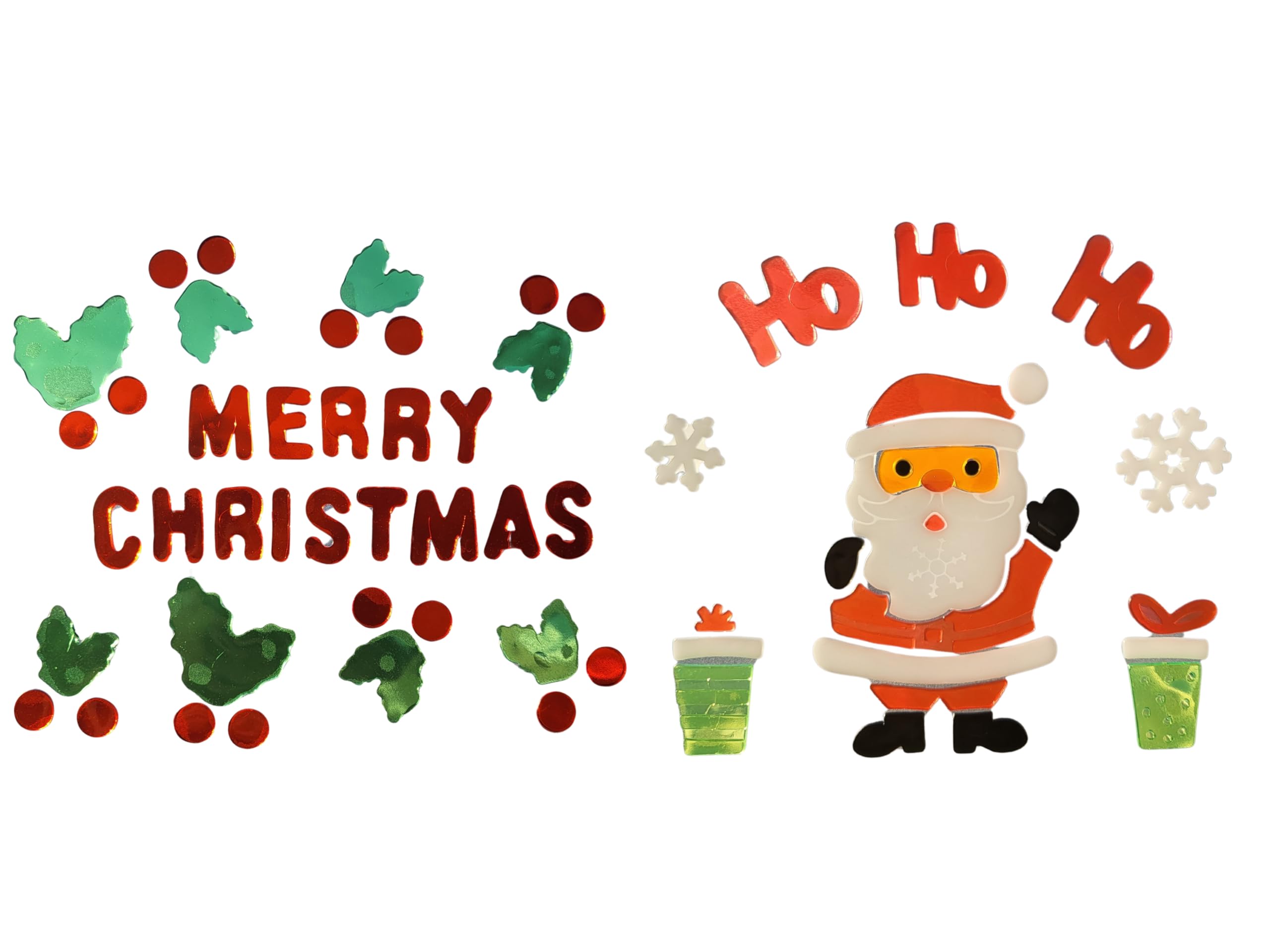 Hilltop Supplies Santa & Merry Christmas Christmas Gel Window Stickers Multi Pack | Snowman & Snowflakes | Sign | Festive Gel Window Stickers | Indoor Christmas Decor (Santa & Merry Christmas)