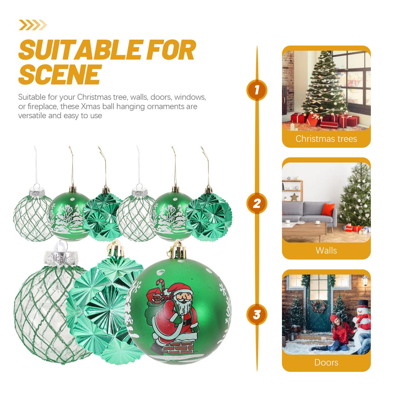 IMIKEYA 9 Stück Weihnachtskugeln Kunststoff Grün Weihnachtsbaumschmuck Ornamente Plastik Christbaumkugeln für Weihnachten Deko, 3x3,5 cm