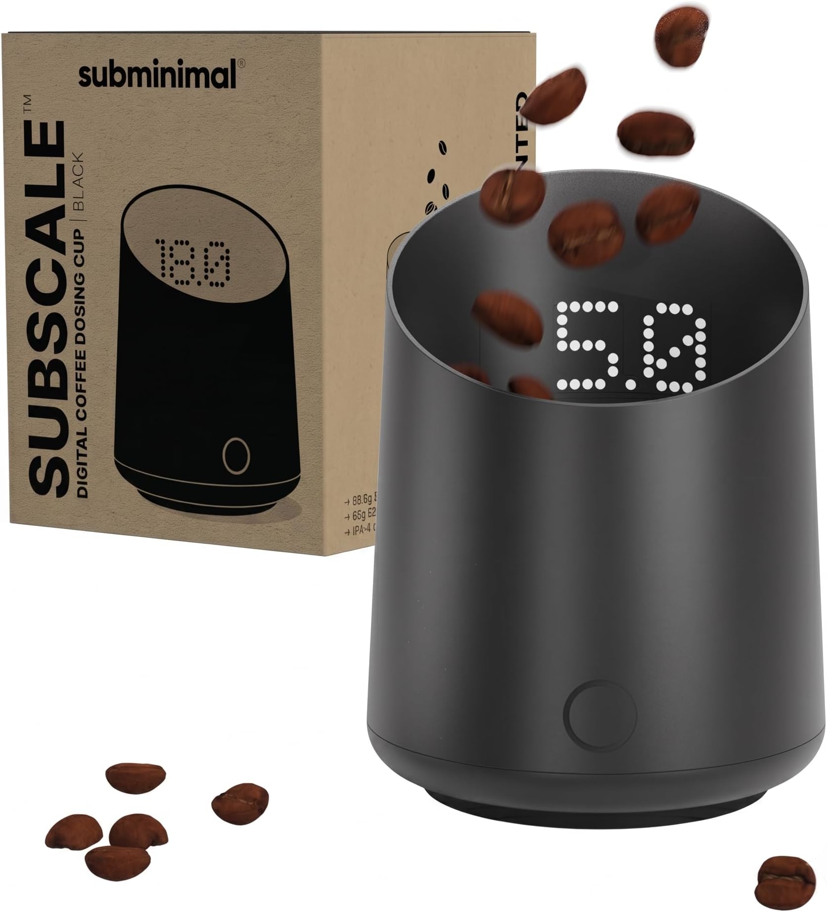 Subscale Digital Dosing Cup with LED Display – Sleek & Precise Scale - Dosing & Brewing Accessories, Measures Coffee Grounds for Espresso - Black