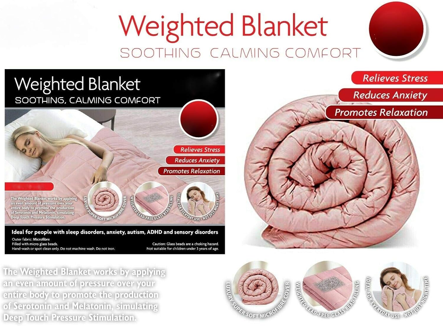 ADEPTNA Weighted Blanket for Adults Soft Sensory Sleep Therapy Reduce