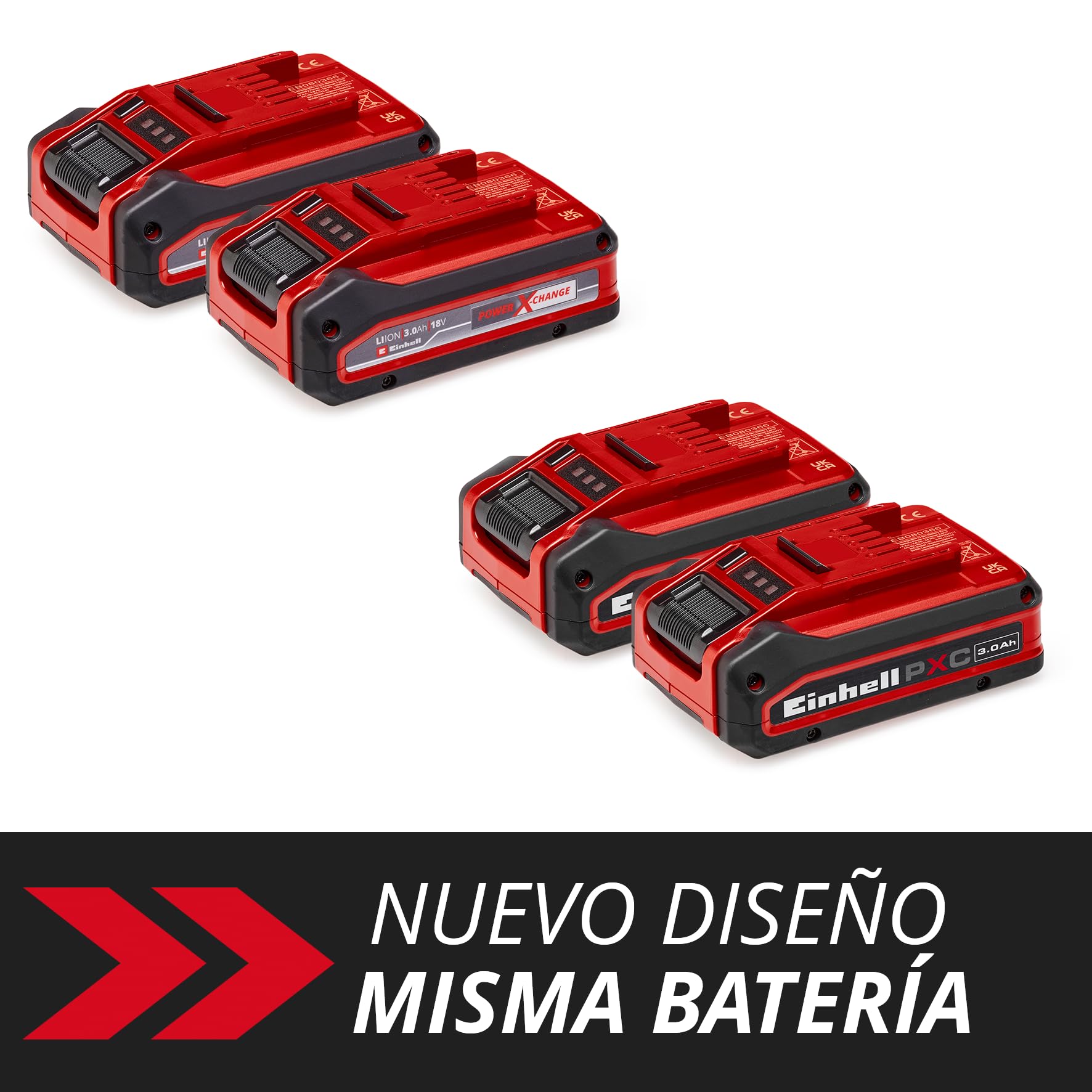 Original Einhell Batería 3 Ah Power X-Change Plus (18 V, Iones Li, de Uso Universal para Todos los aparatos Power X-Change, Control de Nivel de Carga, Twin-Pack, Incl. 2 baterías 3 Ah, sin Cargador)