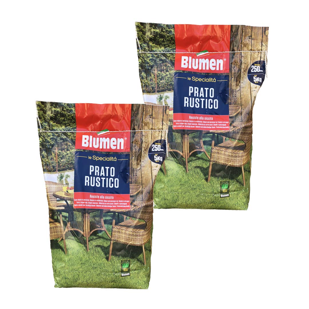 Semi Giardino Sementi per Prato Rustico Resistente Blumen 5 Kg - Set da 2 Confezioni (10 kg) Copertura 500 mq