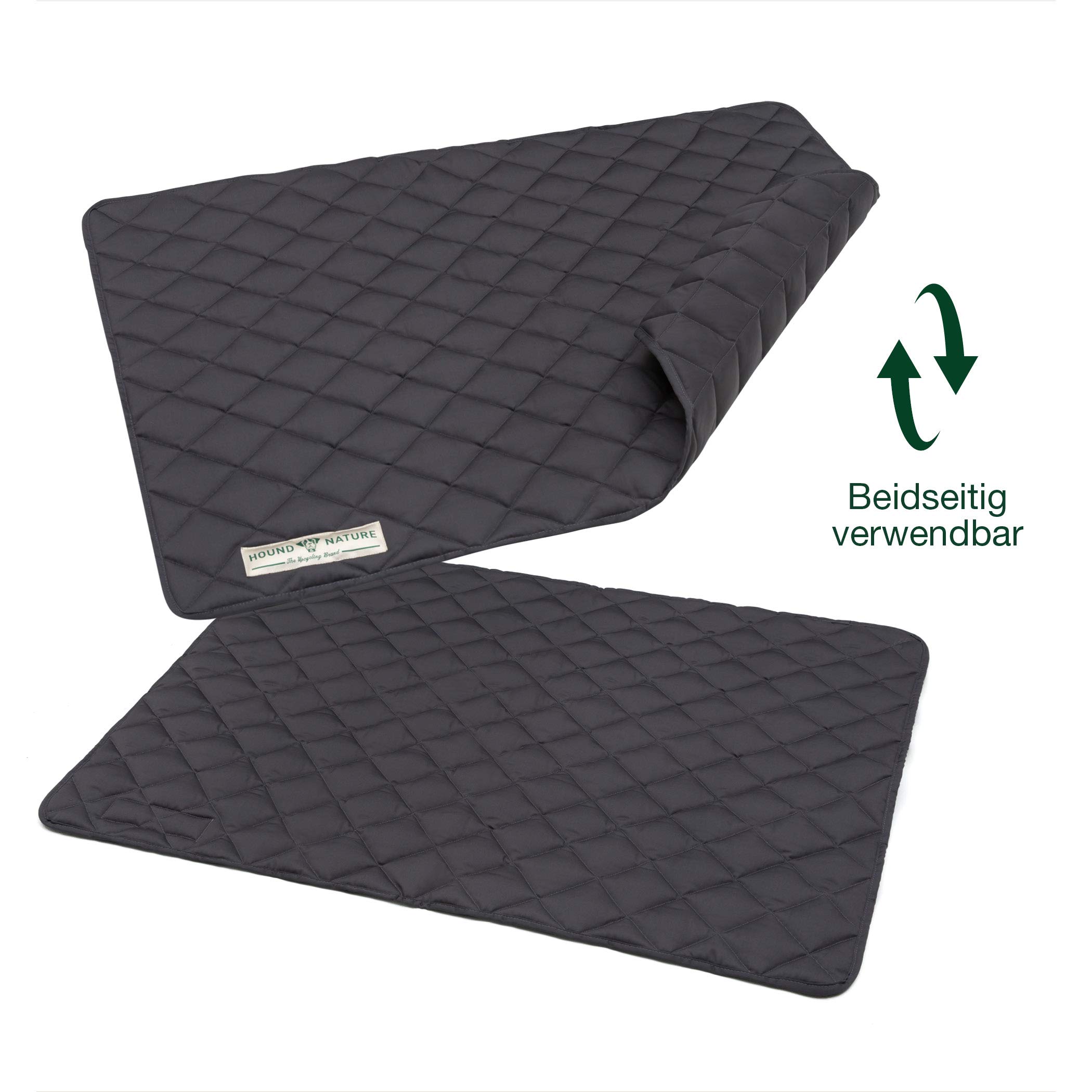 HOUND & NATURE Davos - Manta para perros ecológica, suave, lavable, acolchada para perros grandes, higiénica, resistente y sostenible (L - 100 x 80 cm, gris)