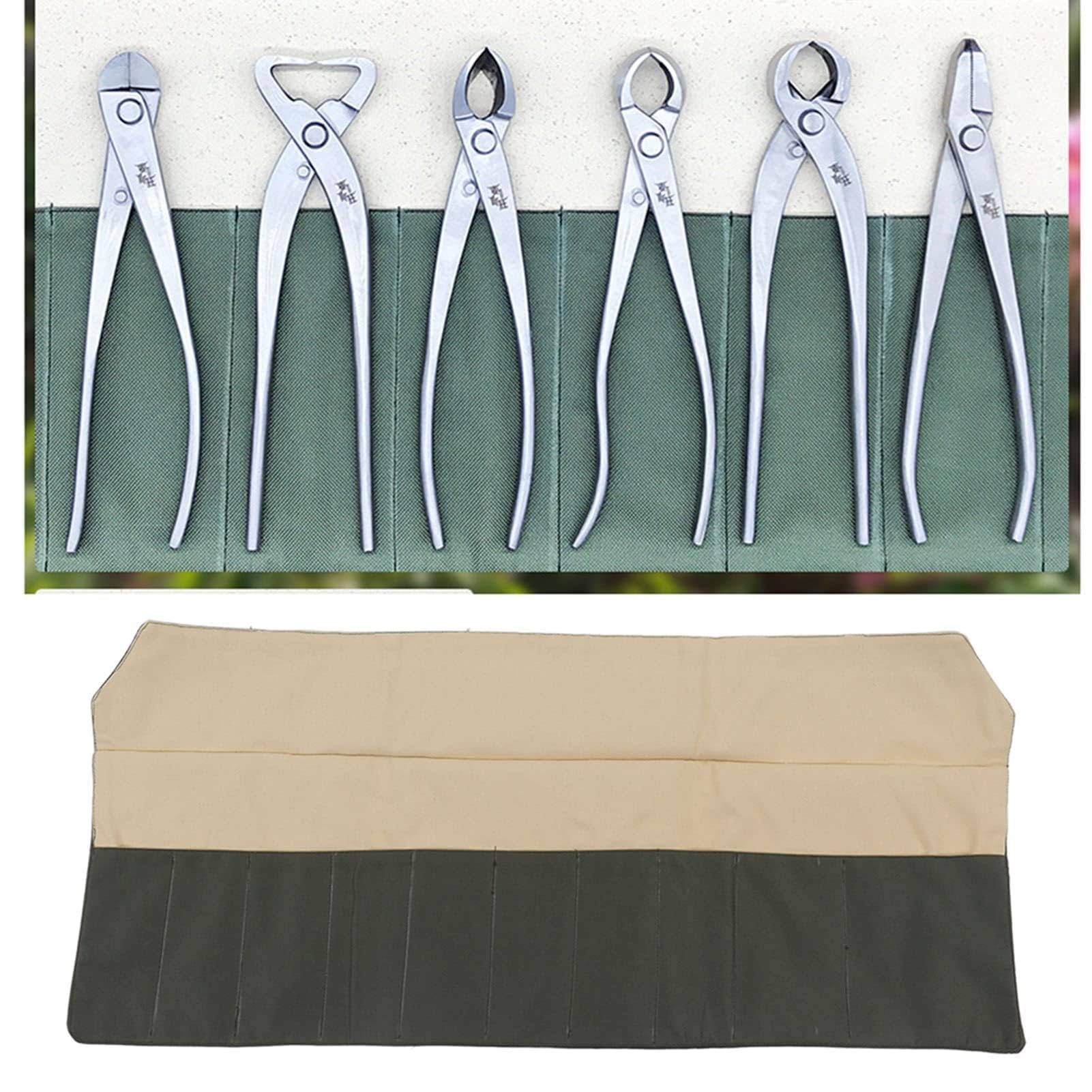 Borsa per Attrezzi Bonsais, 30,0x13,6 Pollici Borsa Attrezzi Bonsai Tascabile da 10 Pezzi, Multifunzione Compatta in Tela Giardinaggio, Verdure Attrezzatura per Riporre Gli Attrezzi Meccanici