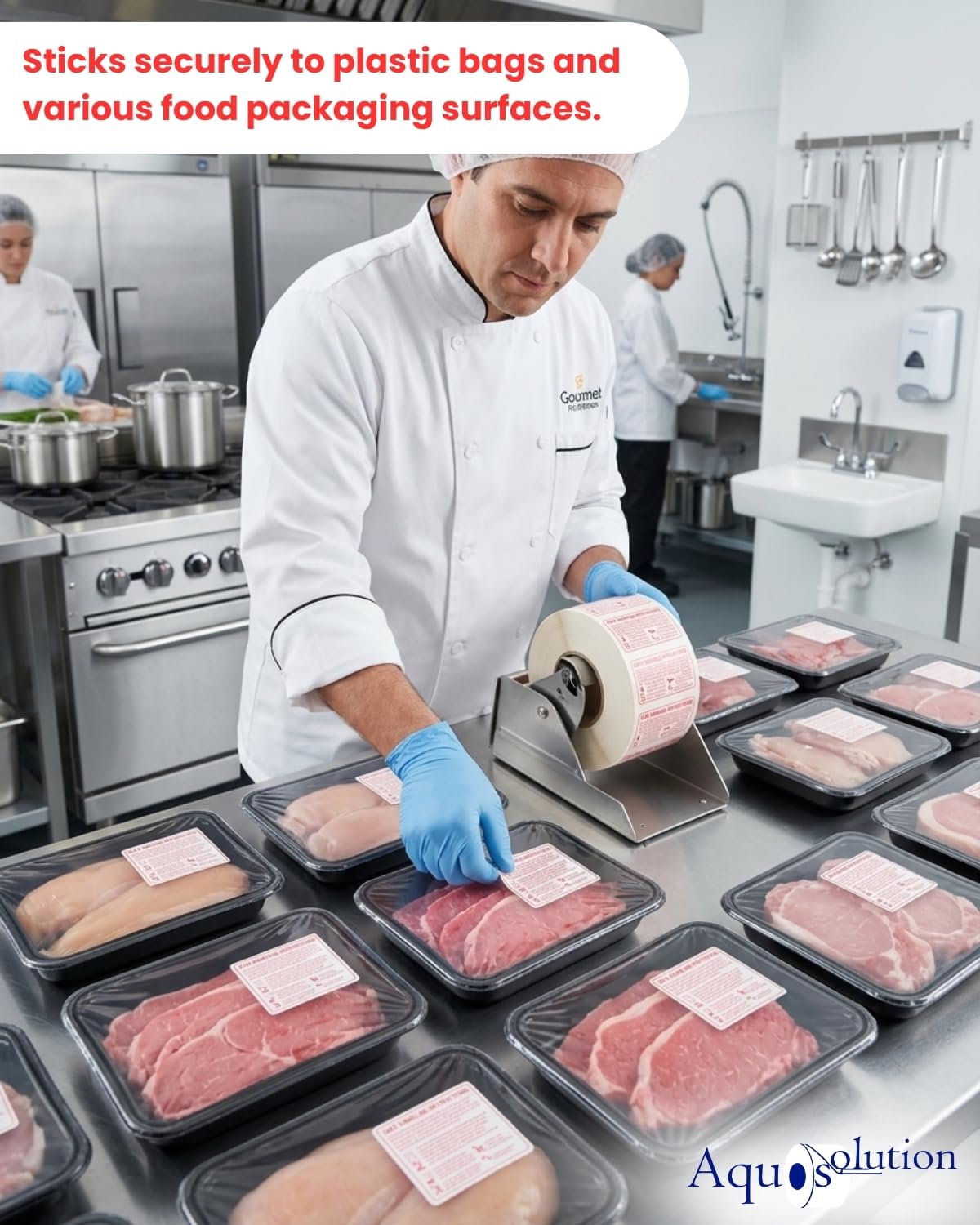 Rollo de etiquetas de instrucciones de manejo seguro para alimentos, 1000 etiquetas. 2.25 x 1.15 pulgadas, fabricado en Estados Unidos (6 rollos)