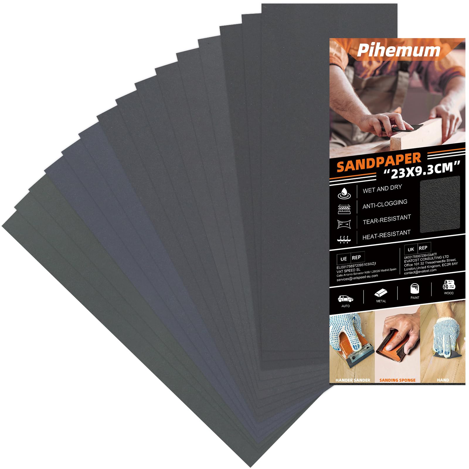15 Pcs Sandpaper 1000-5000 Grit Wet and Dry Sandpaper Sheets, 9 x 3.6 Inch Sand Paper Pack for Wood Furniture, Walls, Metal, Automotive Polishing & Finishing