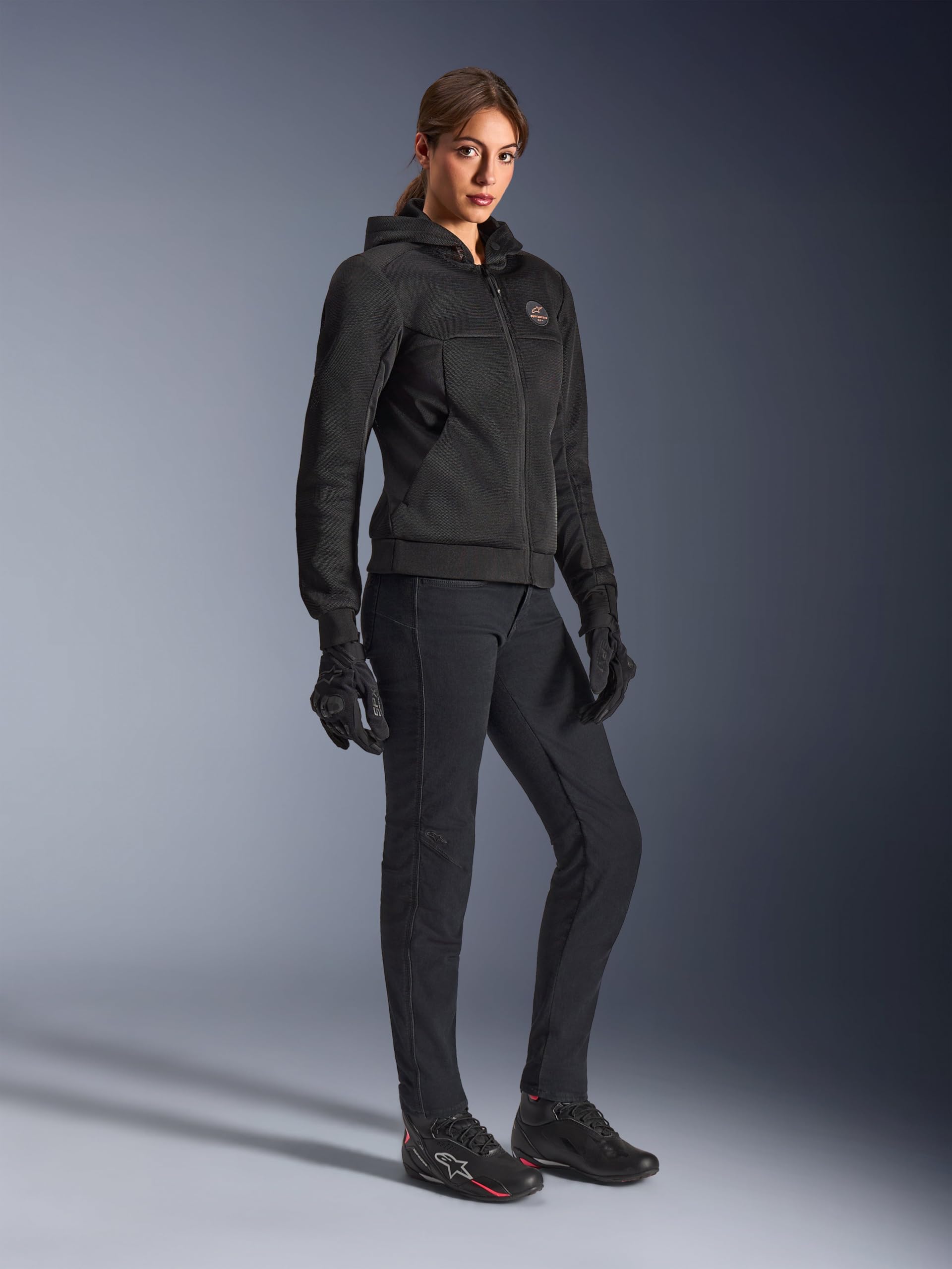 Alpinestars Stella Chrome Superairflow Damska motocyklowa bluza z zamkiem, czarny, XL