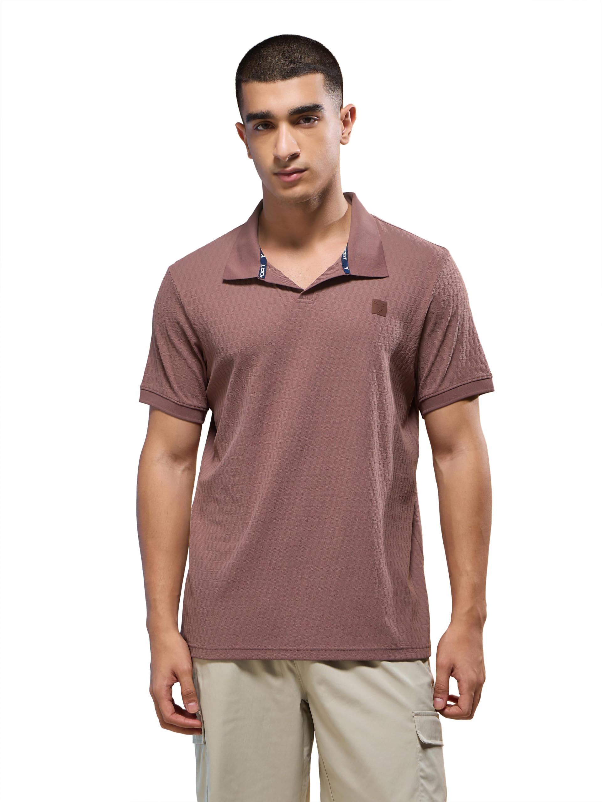Men's Slim Fit Half Sleeve Textured Polo Neck T-Shirt with Techno Dry, UV Protection for Regular Use-image-43