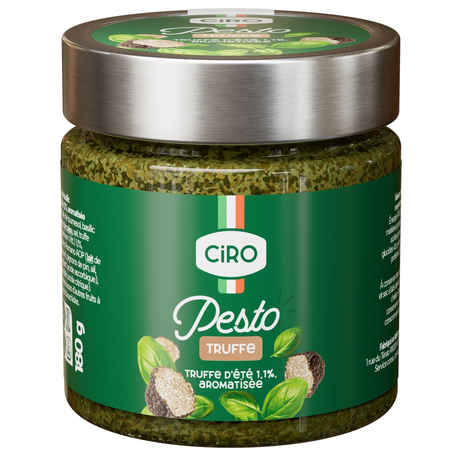 CIRO - Sauce Pesto Saveur Truffe - Truffe D'Été · Pecorino Romano AOP · Pignons de Pin · Fabriqué en Italie · Idéale pour les Pâtes et les Bruschette - Le Bocal de 180g - Le Lot De 3