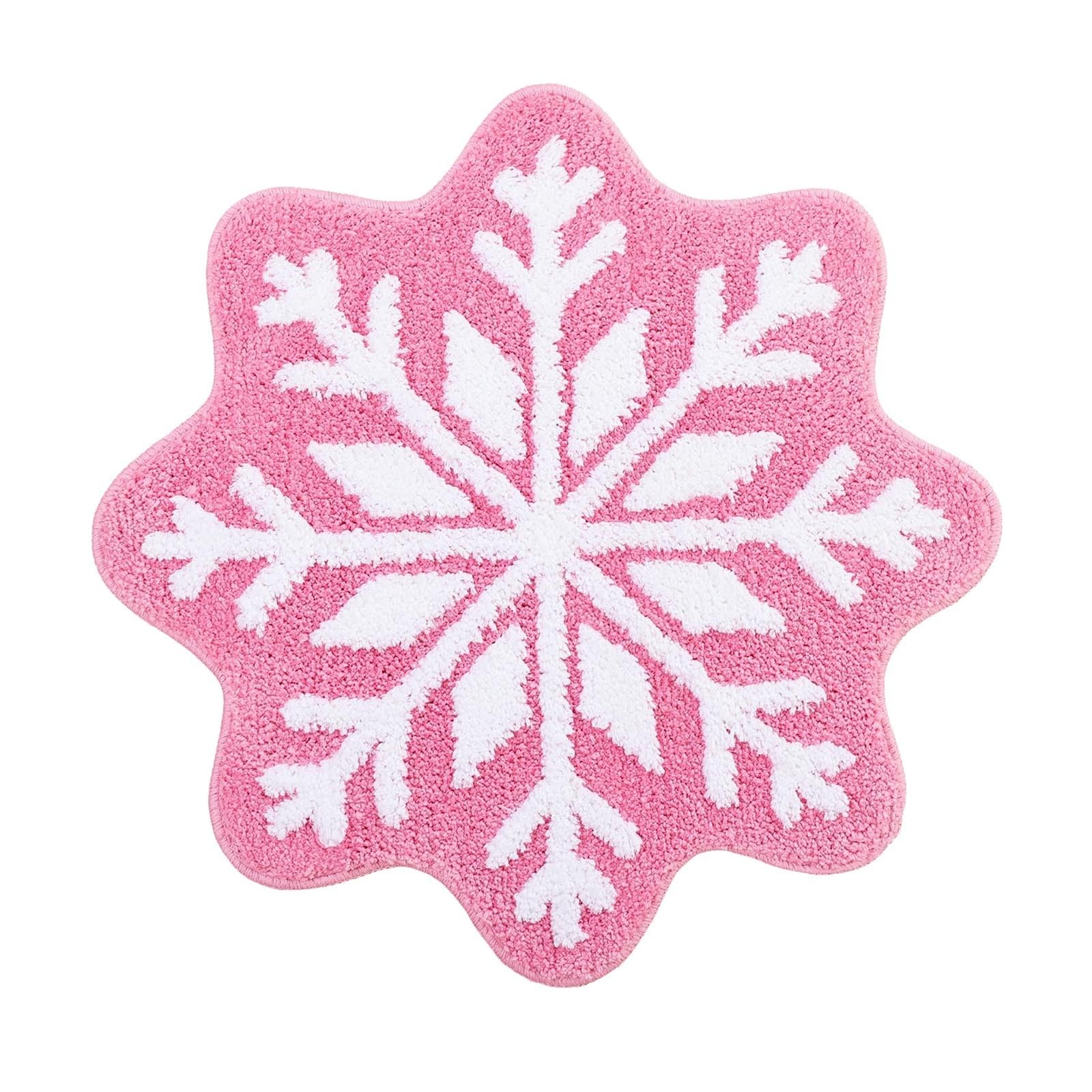Small Rugs and Mats 26 Inch Thick Absorbent Shaggy Washable Extra Soft Non-Slip Snowflake Pattern Bathtub Mat quick