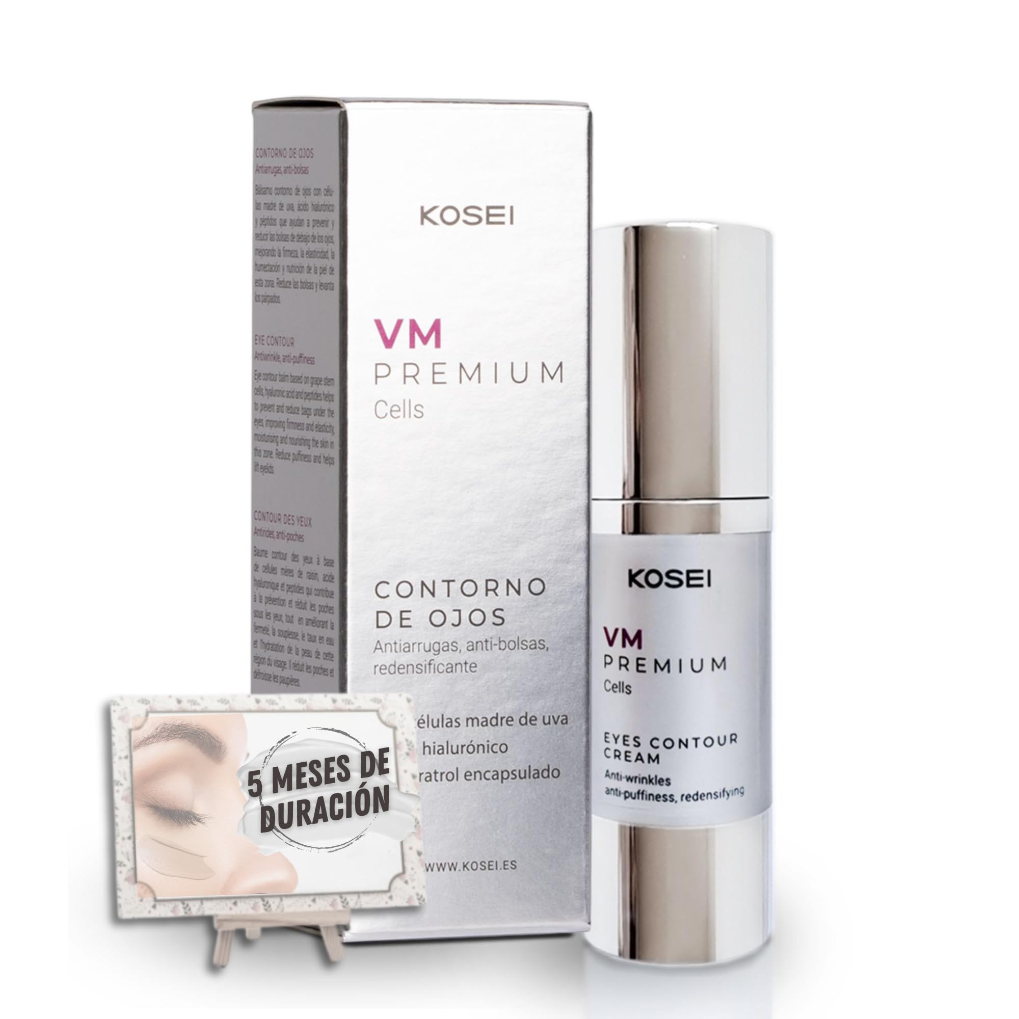 KOSEI Contorno de Ojos Efecto Lifting | Contorno de Ojos Antiarrugas Mujer | Crema Contorno de Ojos Mujer | Crema Ojeras y Bolsas | Contorno Ojos con Ácido Hialurónico.